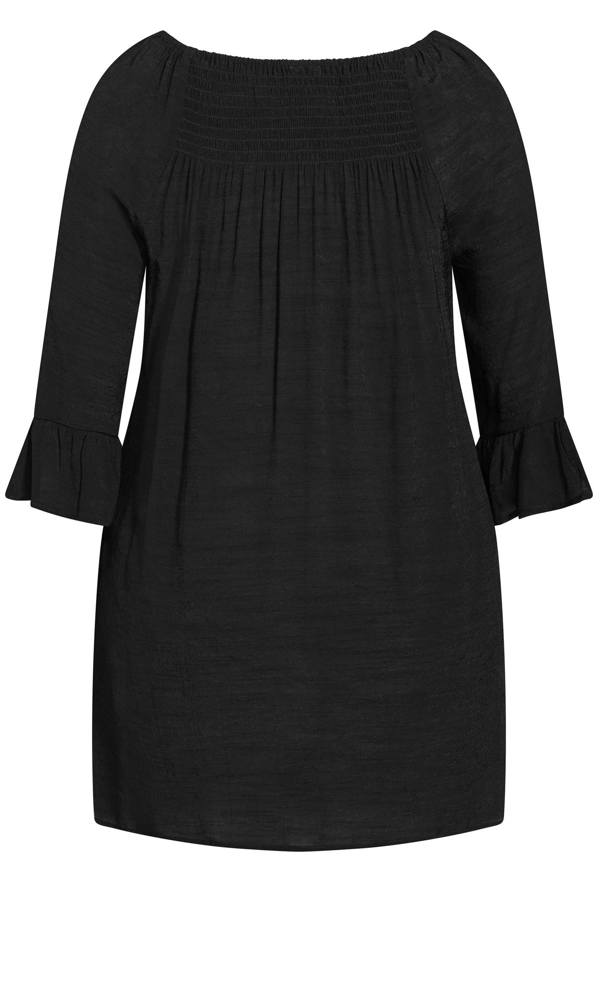 Evans Black Shirred Neck Tunic Top 7