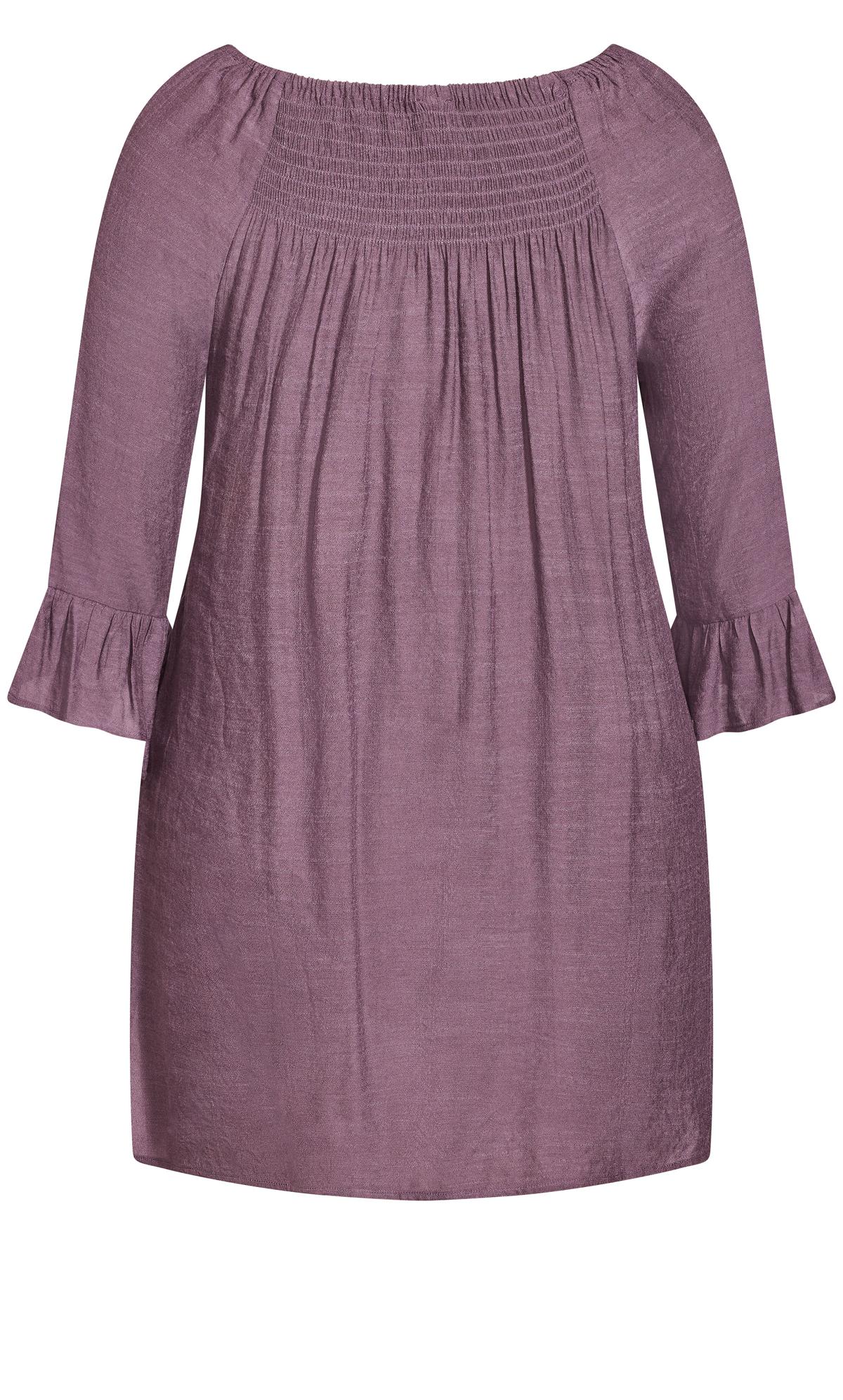 Evans Purple Shirred Neck Tunic Top 6