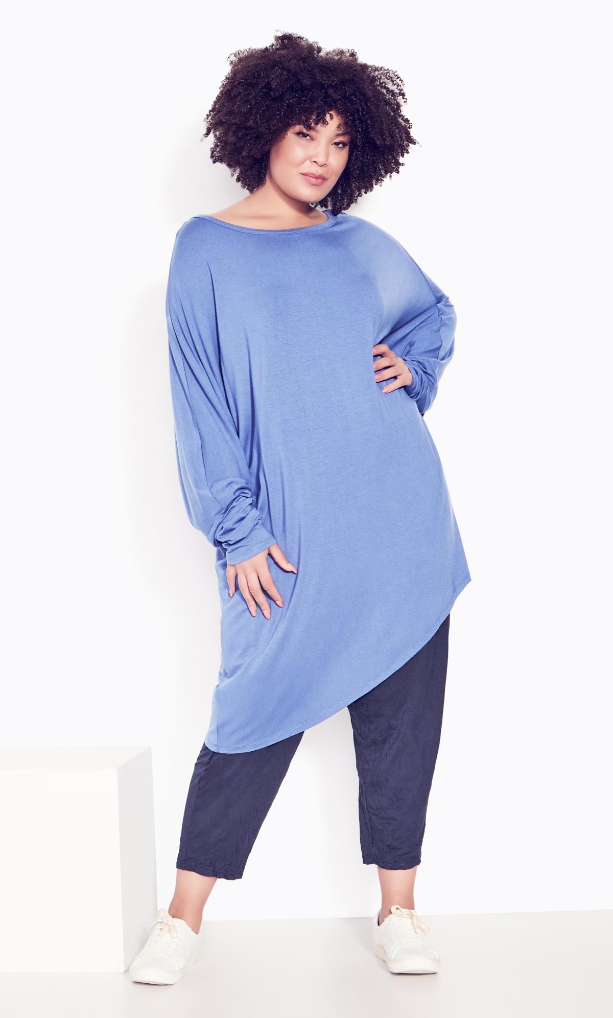 Zim & Zoe Blue Asymmetrical Tunic | Evans