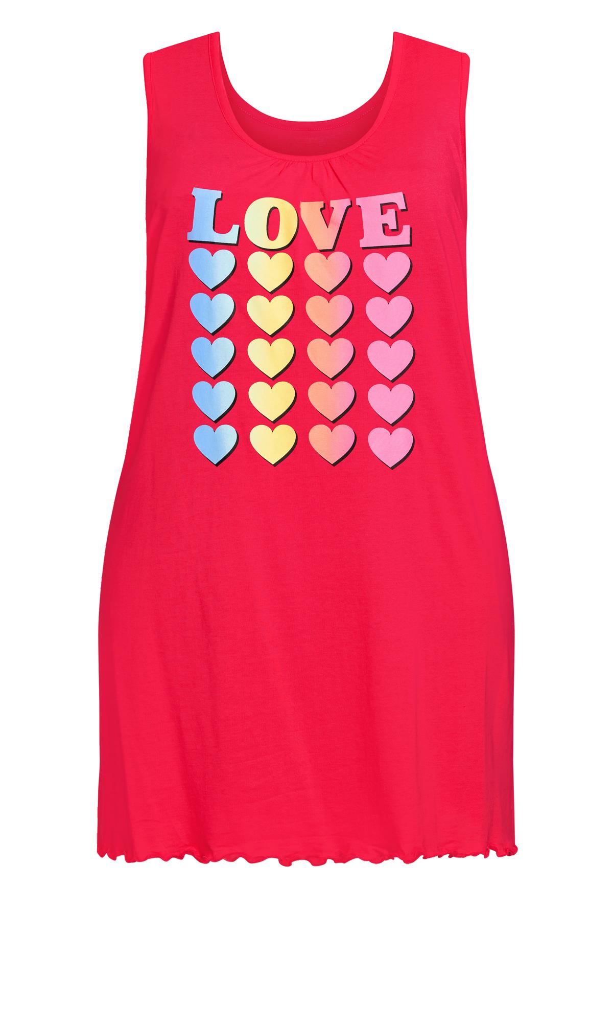 Avenue Hot Pink 'Love' Heart Print Nightdress | Evans 3