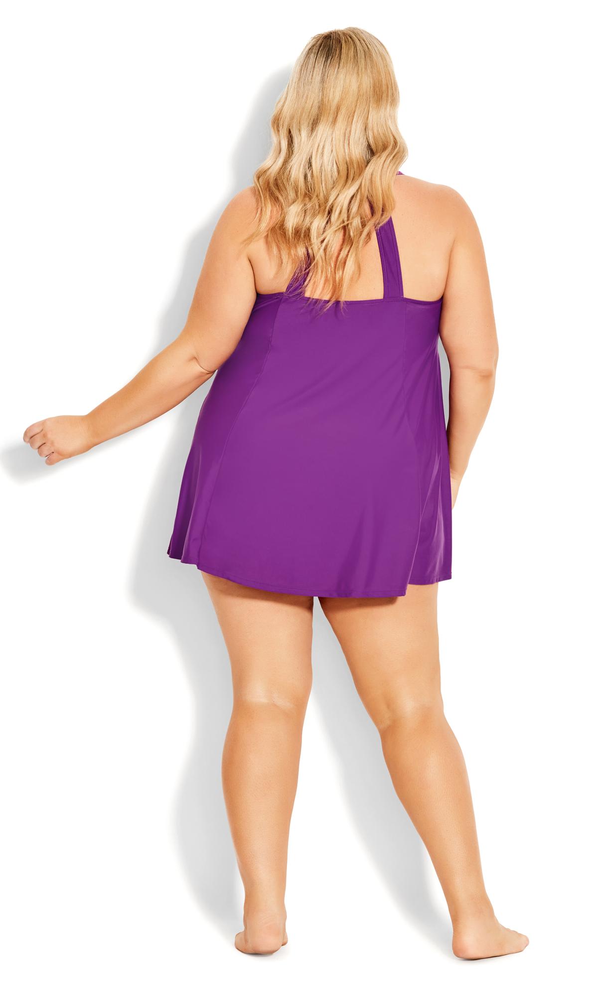 Hi Back Bright Violet Swim Dress 2