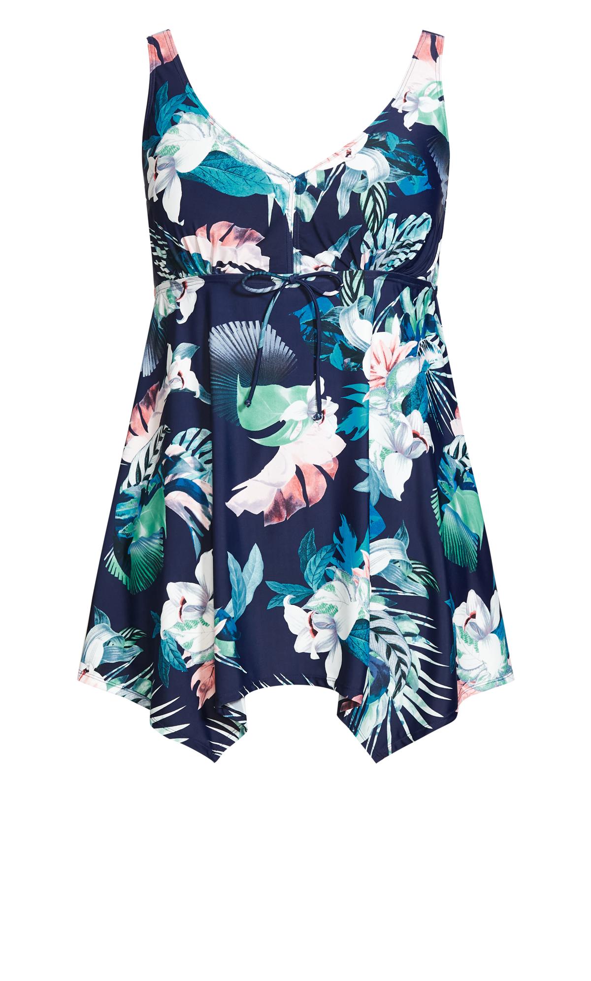 Sharkbite Blue Tropical Print Swim Dress 3