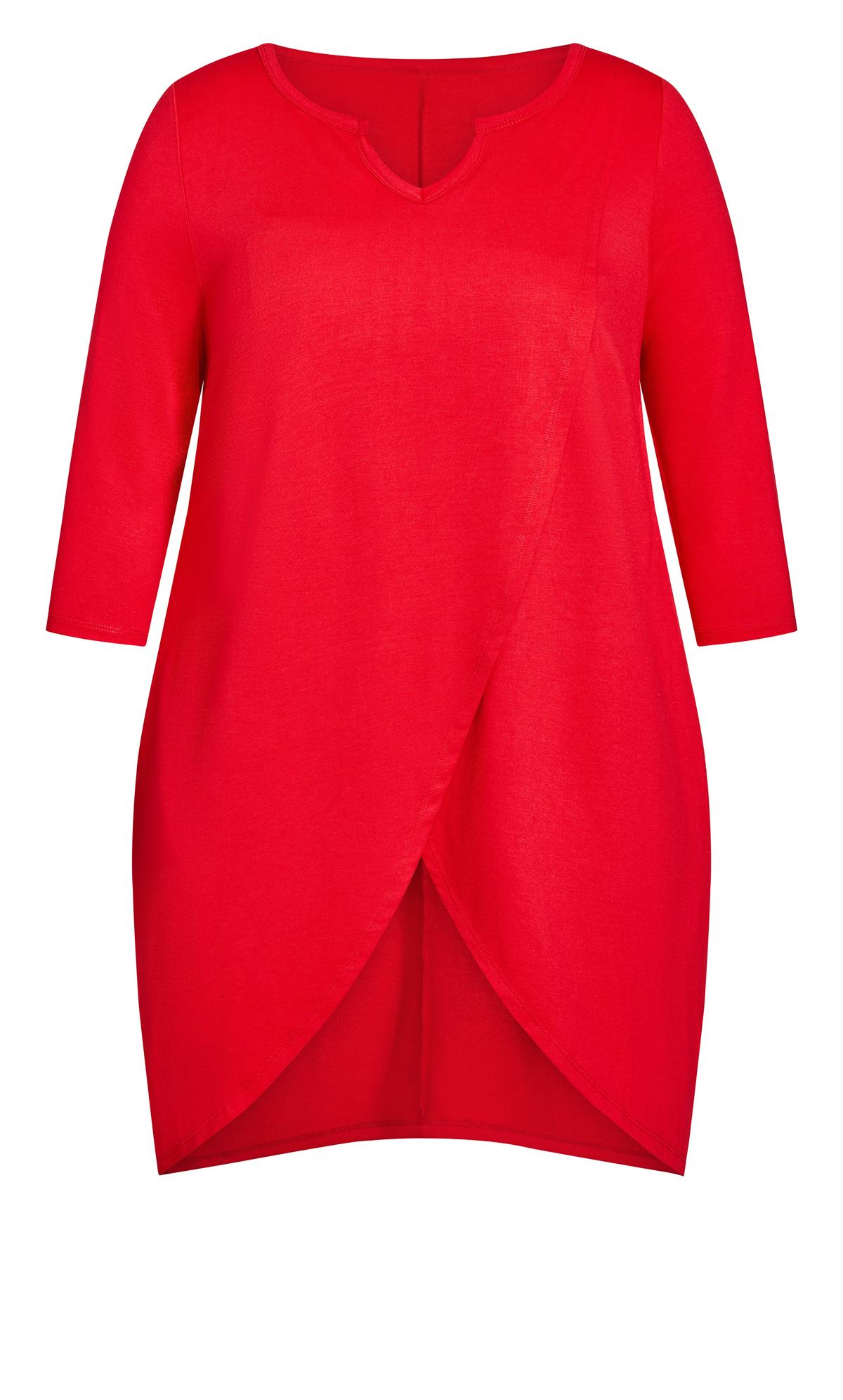 Avenue Red Dipped Hem Tunic Top 2
