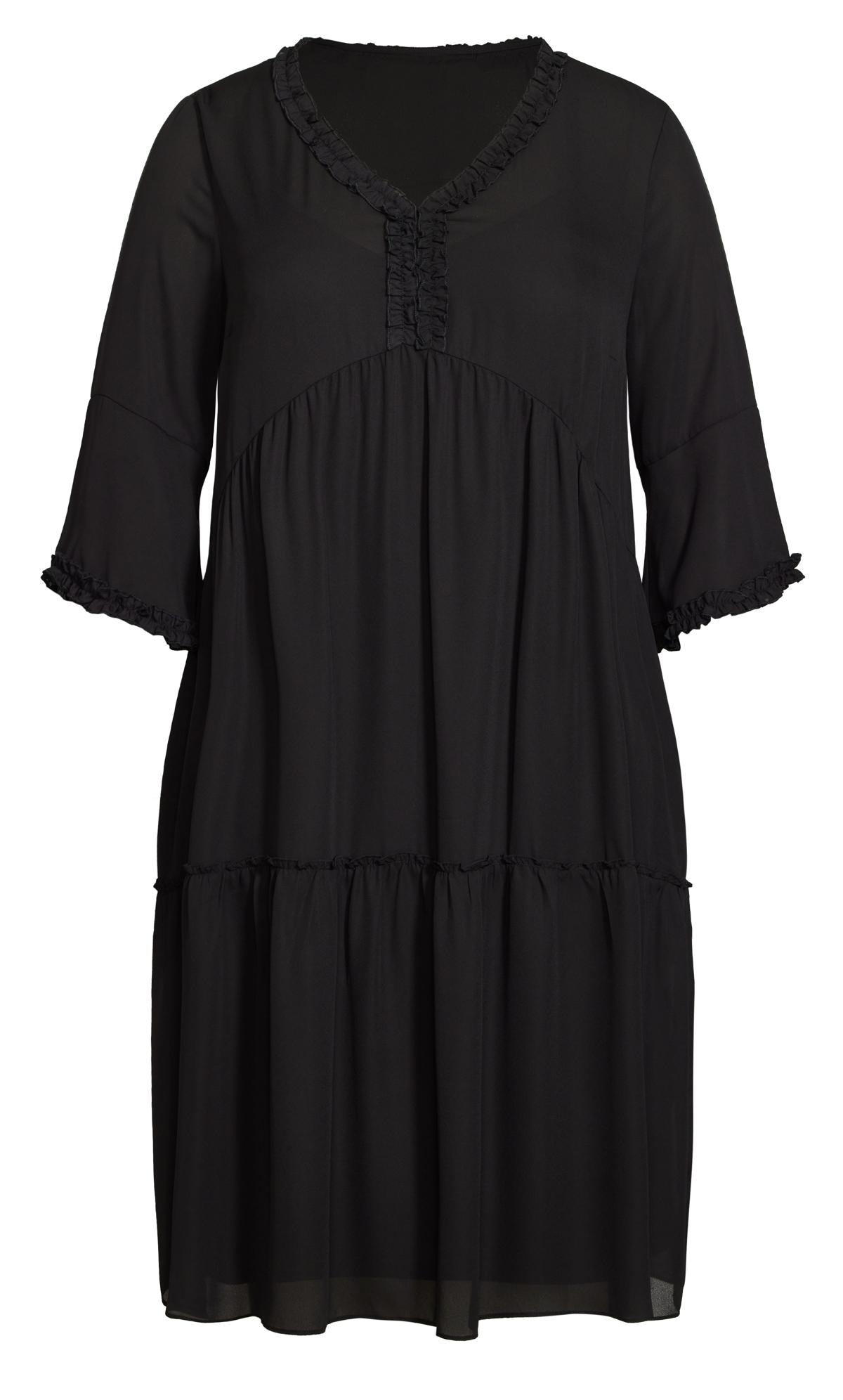 Ruffle Tiered Black Dress | Evans