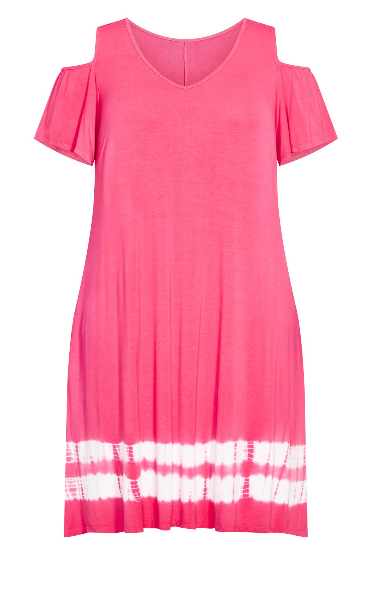 Aimee Cold Shoulder Pink Tie Dye Dress 3