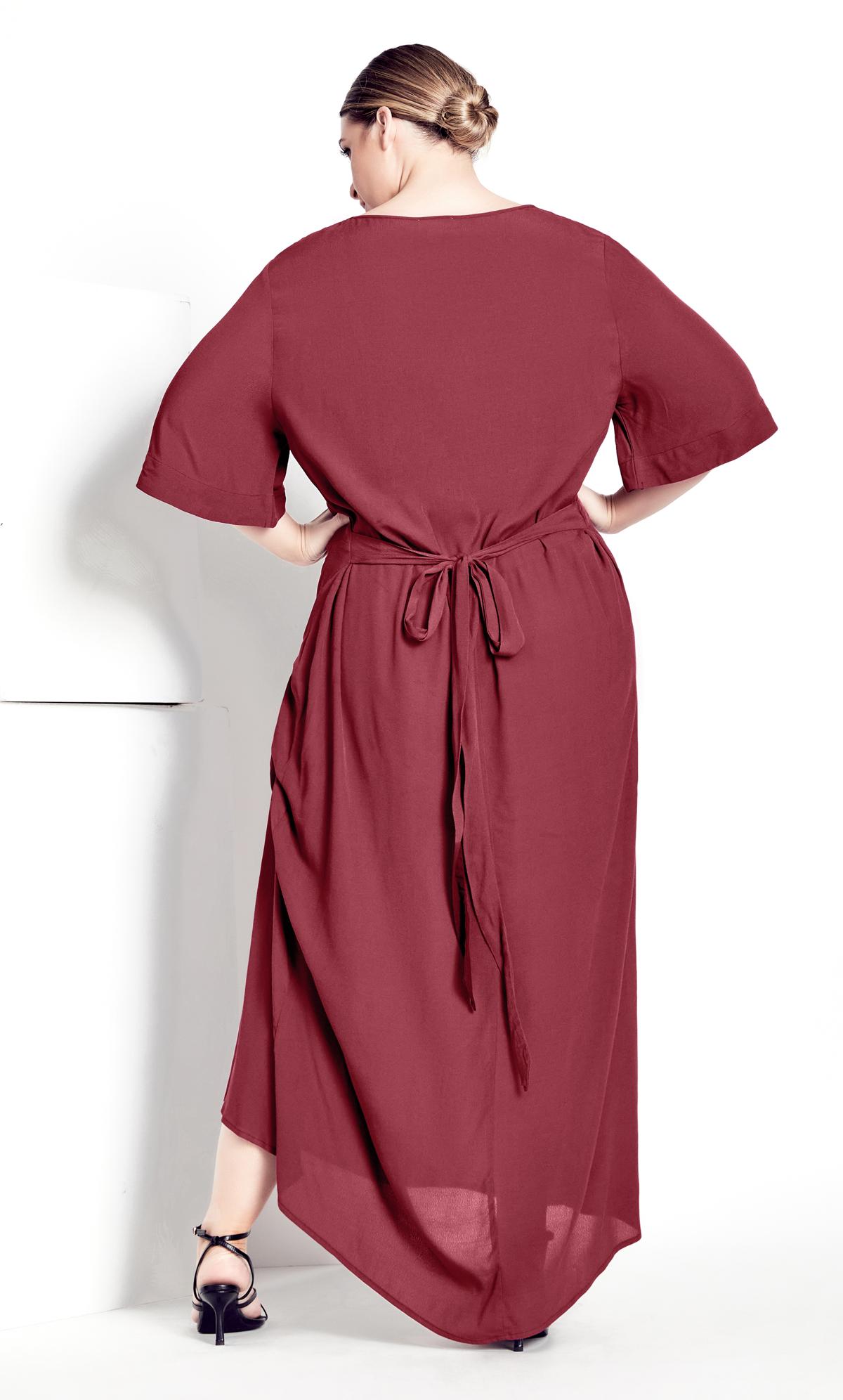 Plus Size YOURS LONDON Curve Burgundy Red Lace Pleated Maxi Dress