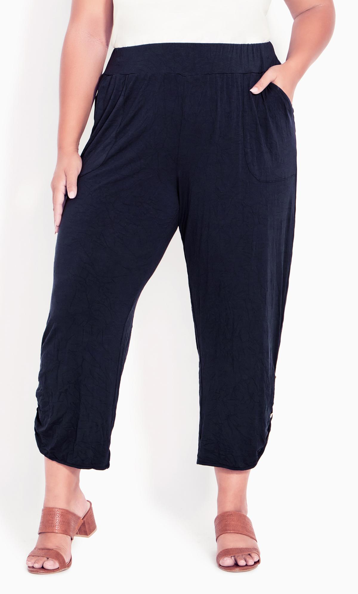 Crush Knit Navy Cropped Trouser  2
