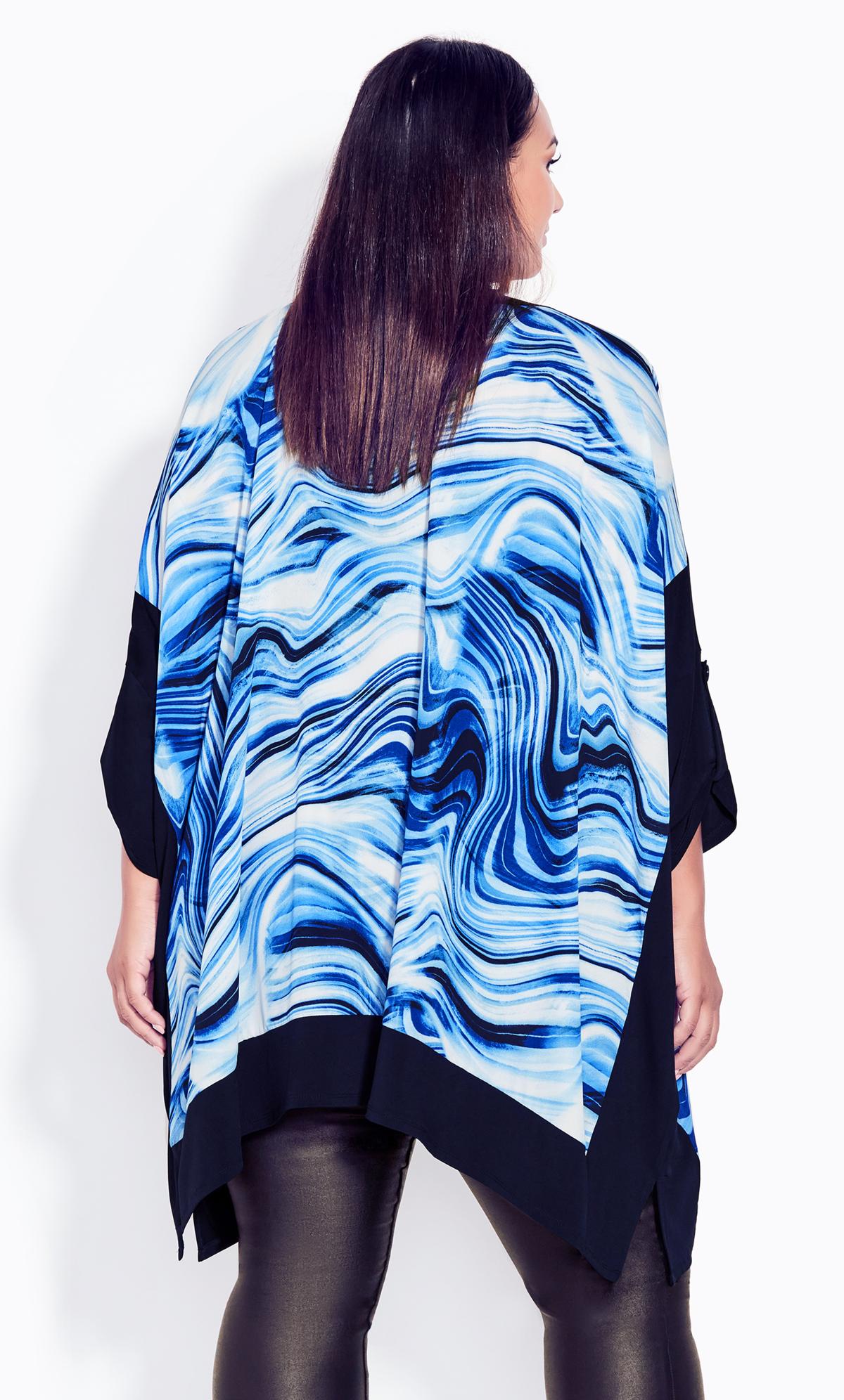 Evans Blue Swirl Print Kimono Jacket 3