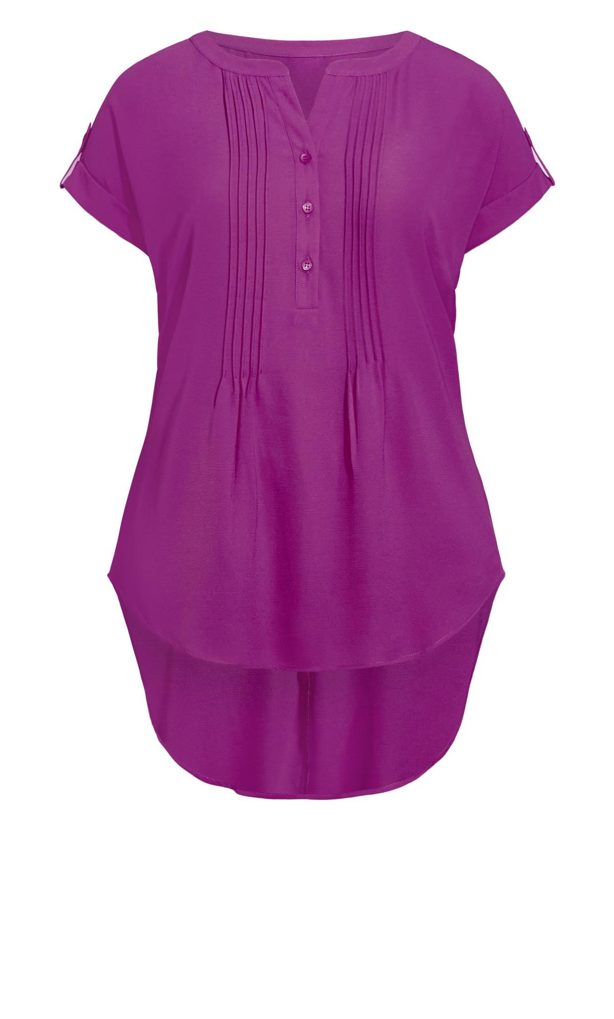 Evans Purple Button Pleat Top | Evans