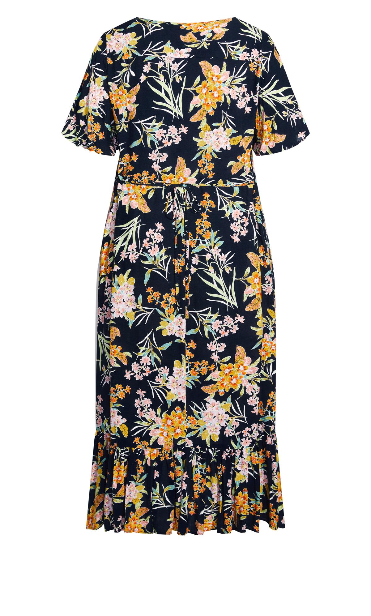 Evans Black Floral Print Button Through Midaxi Dress | Evans