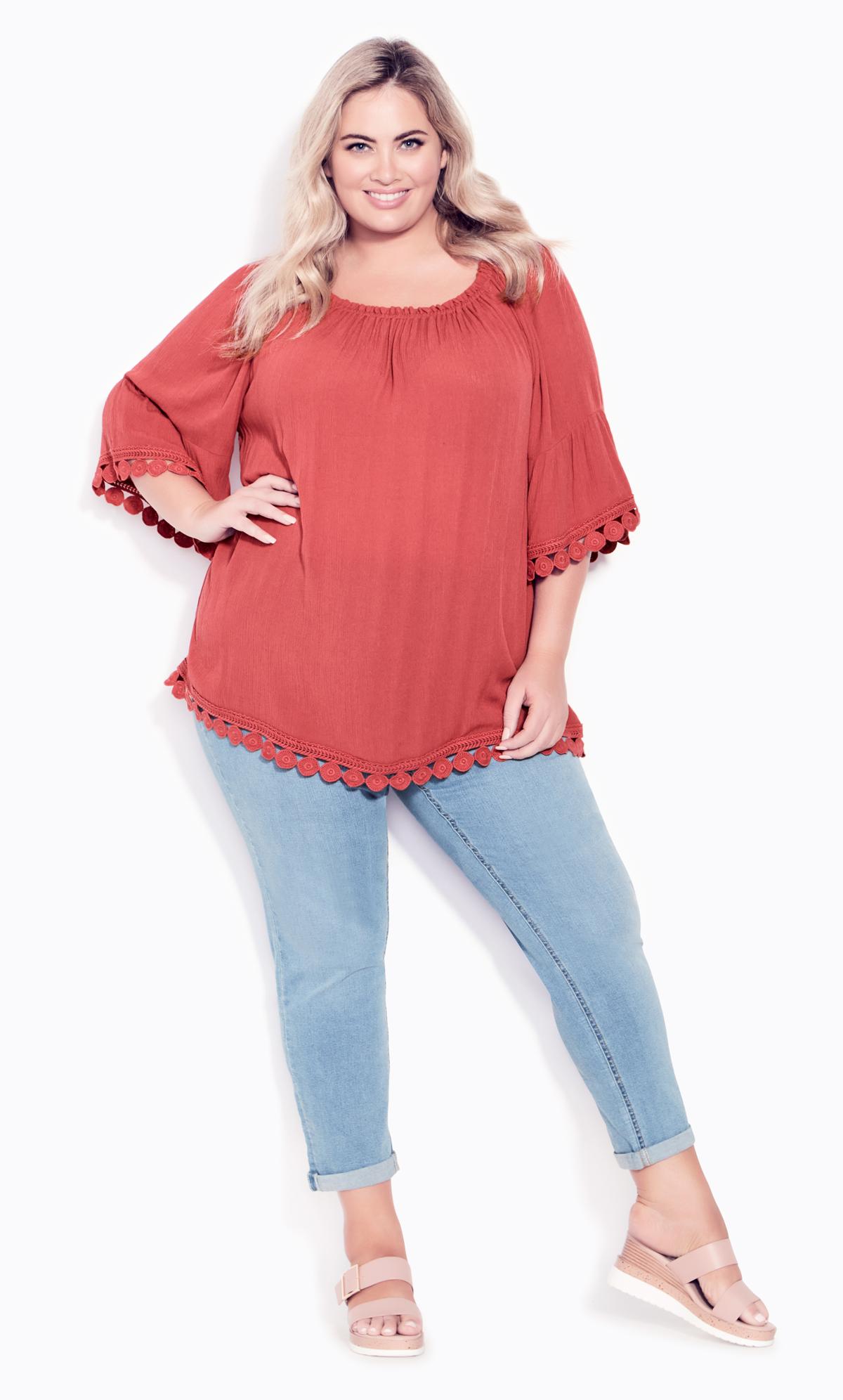 Ember Bell Sleeve Rose Lace Trim Top 2
