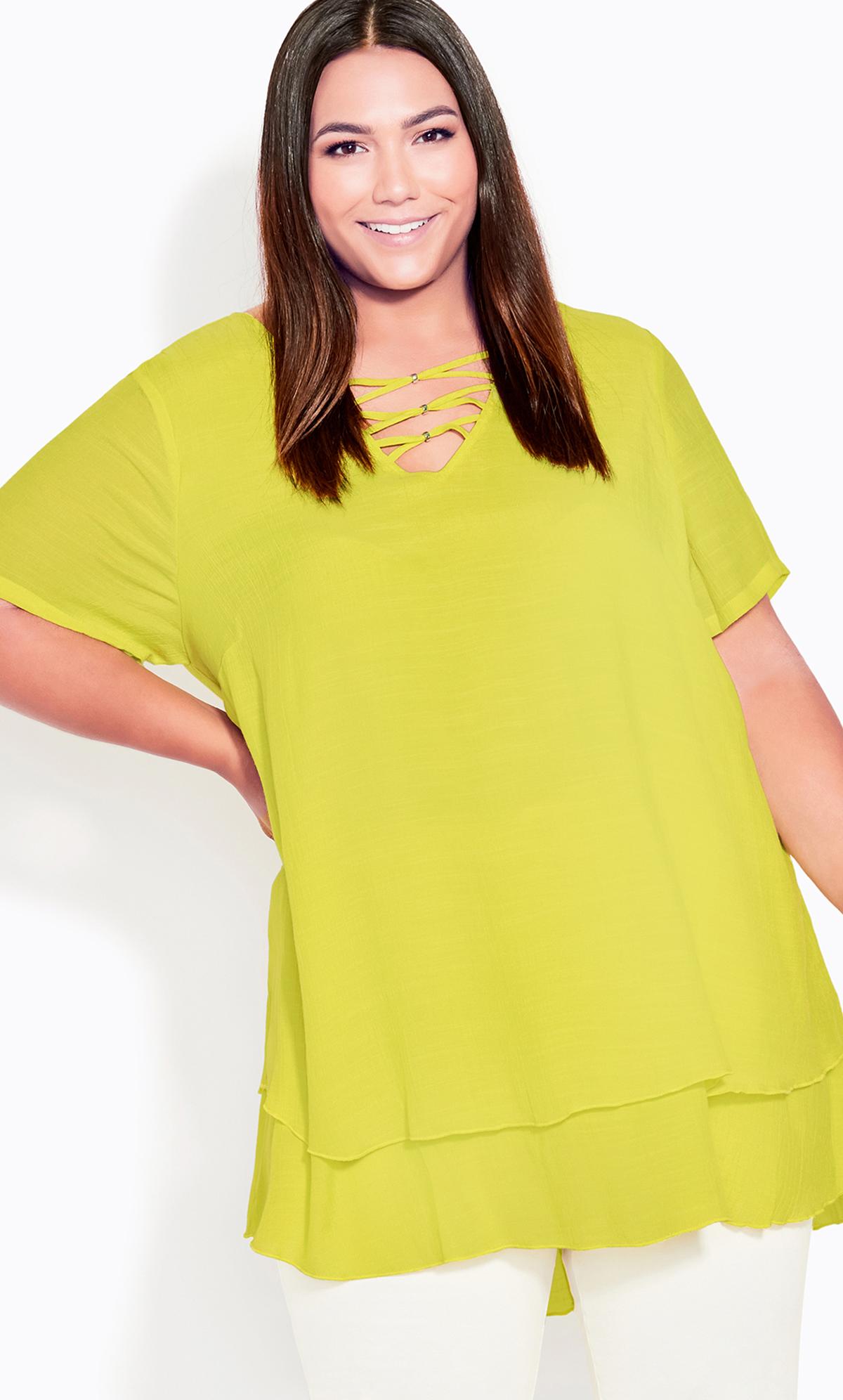 Marion Flutter Sleeve Citrus Caged Tunic  2