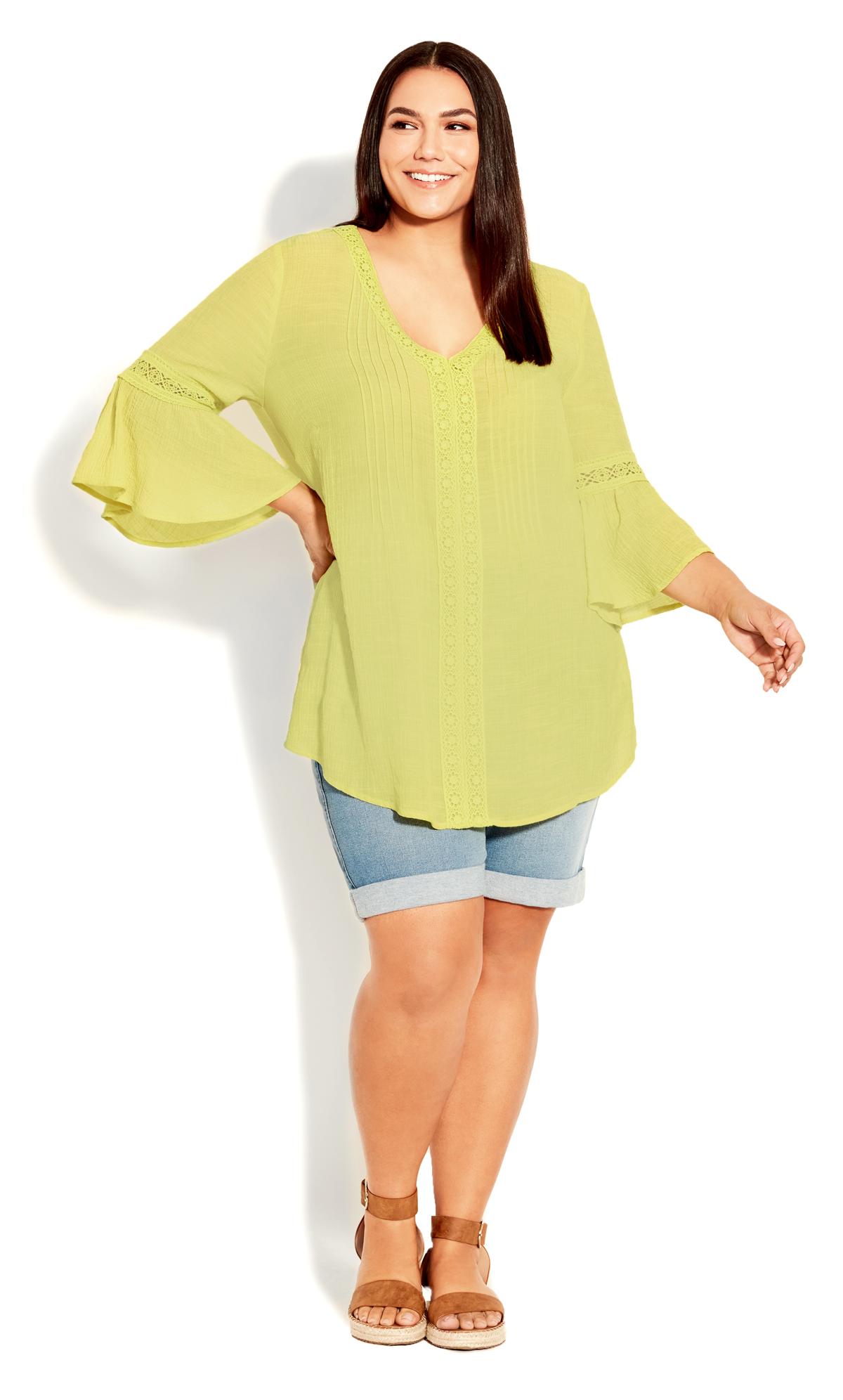 Pleat Bell Sleeve Citrus Lace Tunic 1
