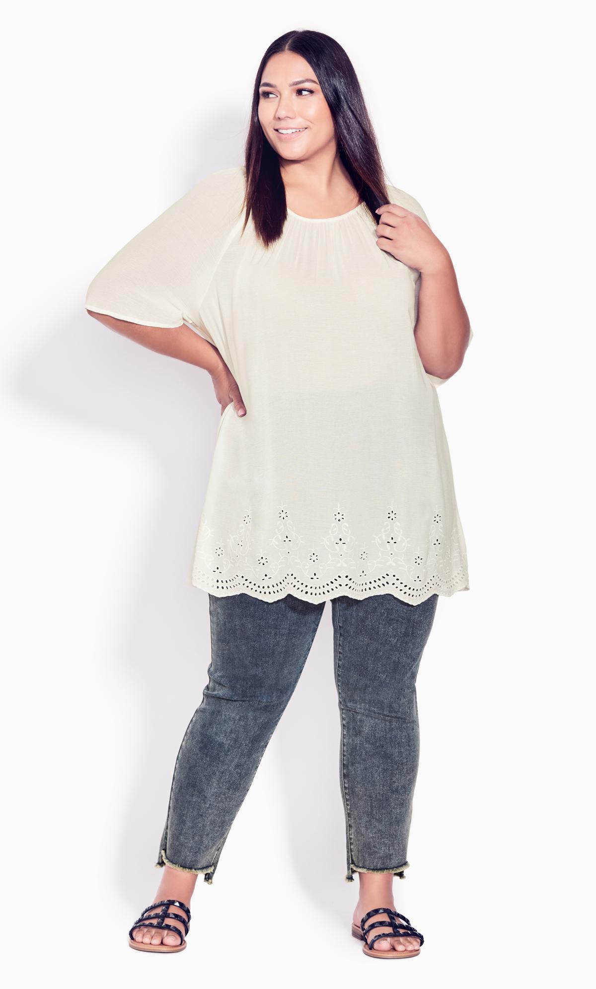 Evans Ivory Payton Embroidered Top 1