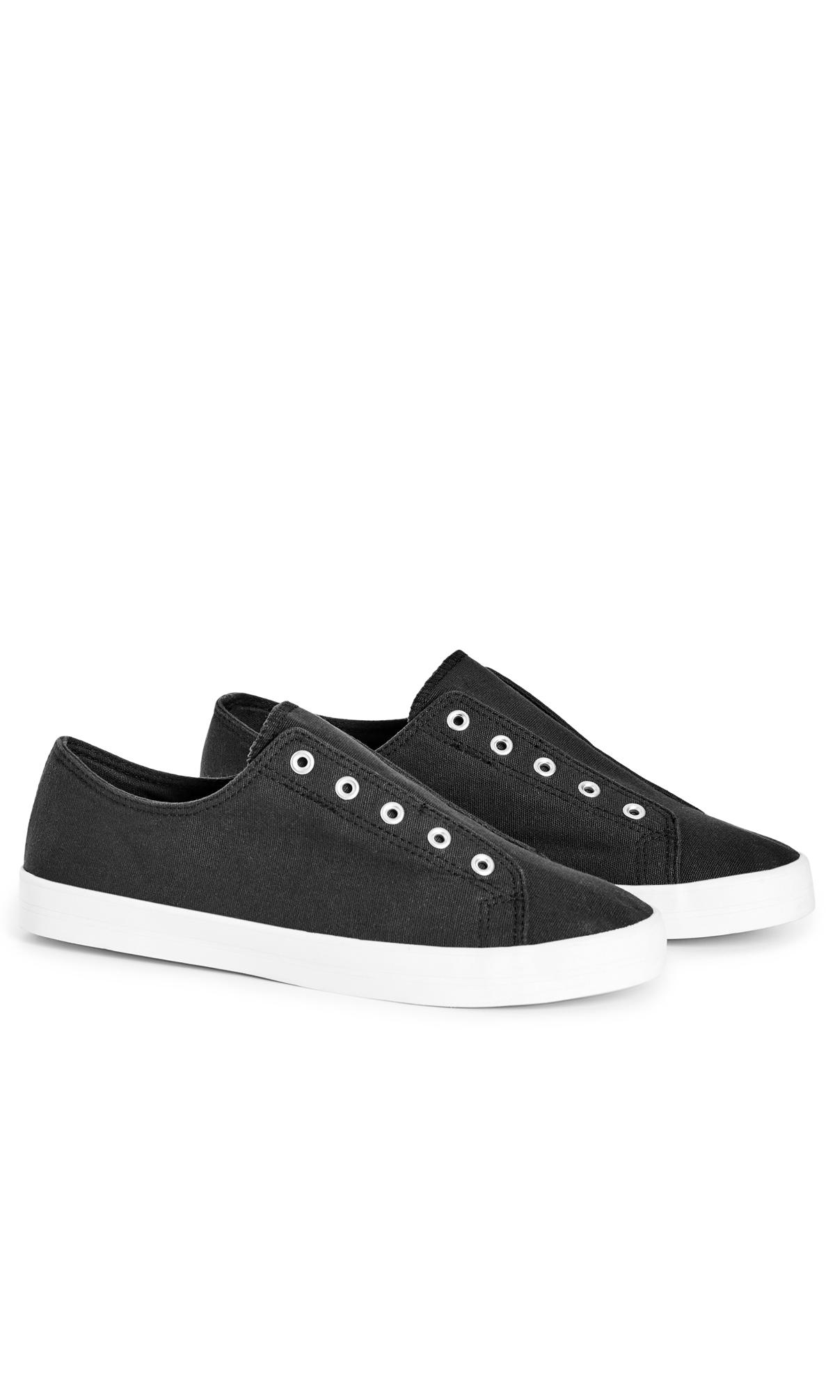 Laceless Black Wide Width Trainer | Evans