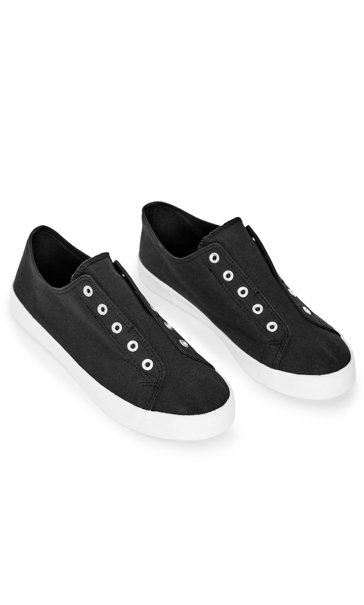 Laceless Black Wide Width Trainer | Evans