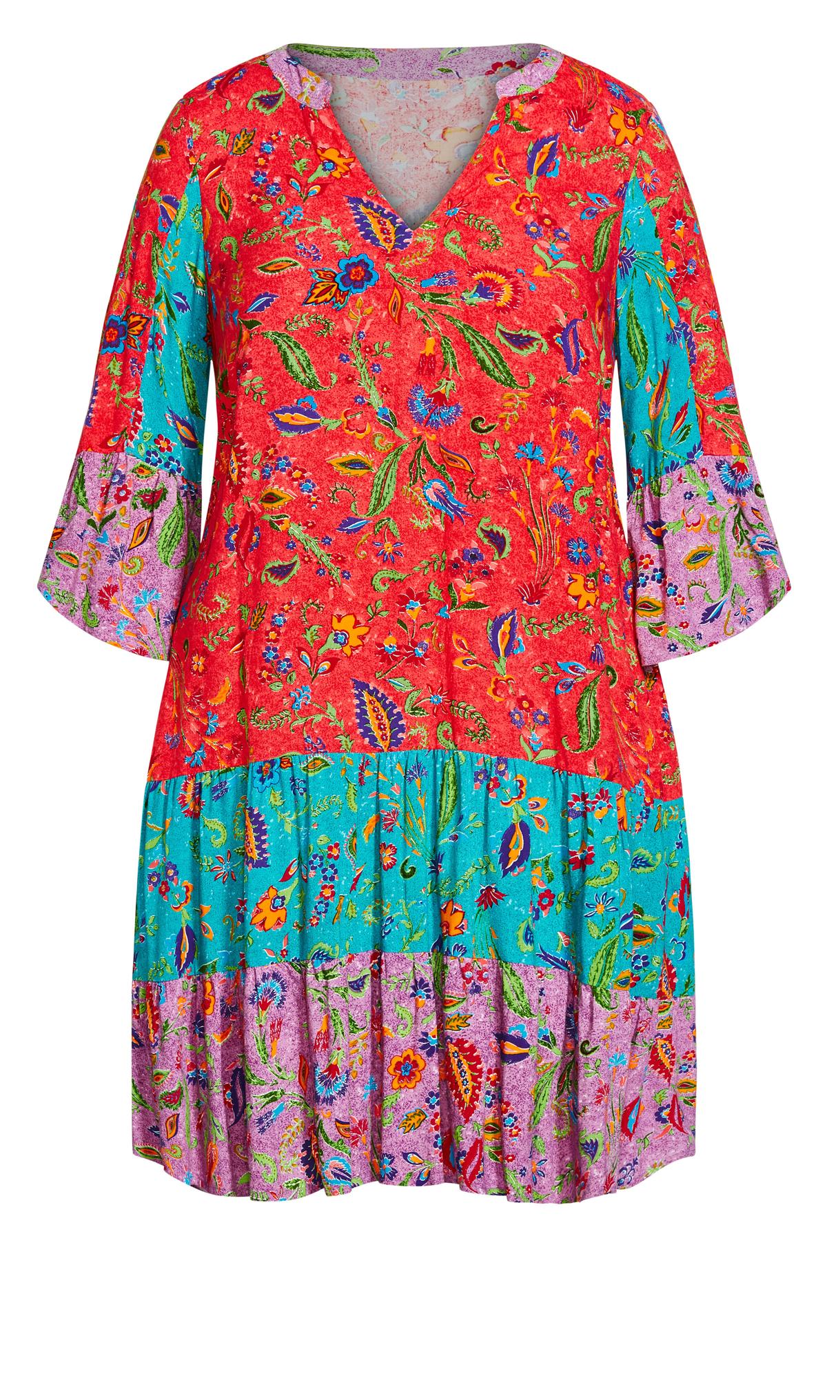 Avenue Red Floral Print Smock Tunic Dress 3