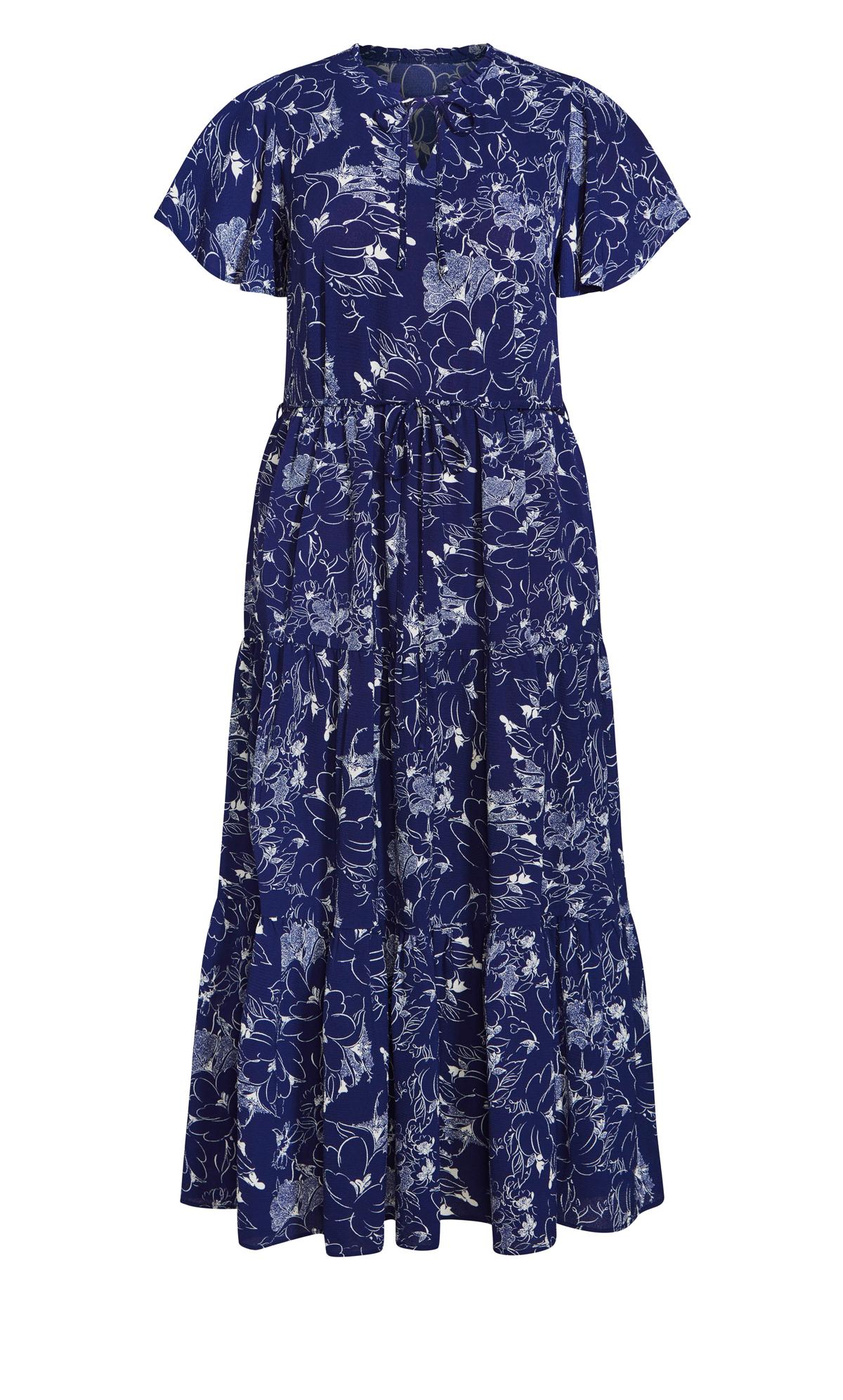 Happy Tier Blue Floral Print Dress 3