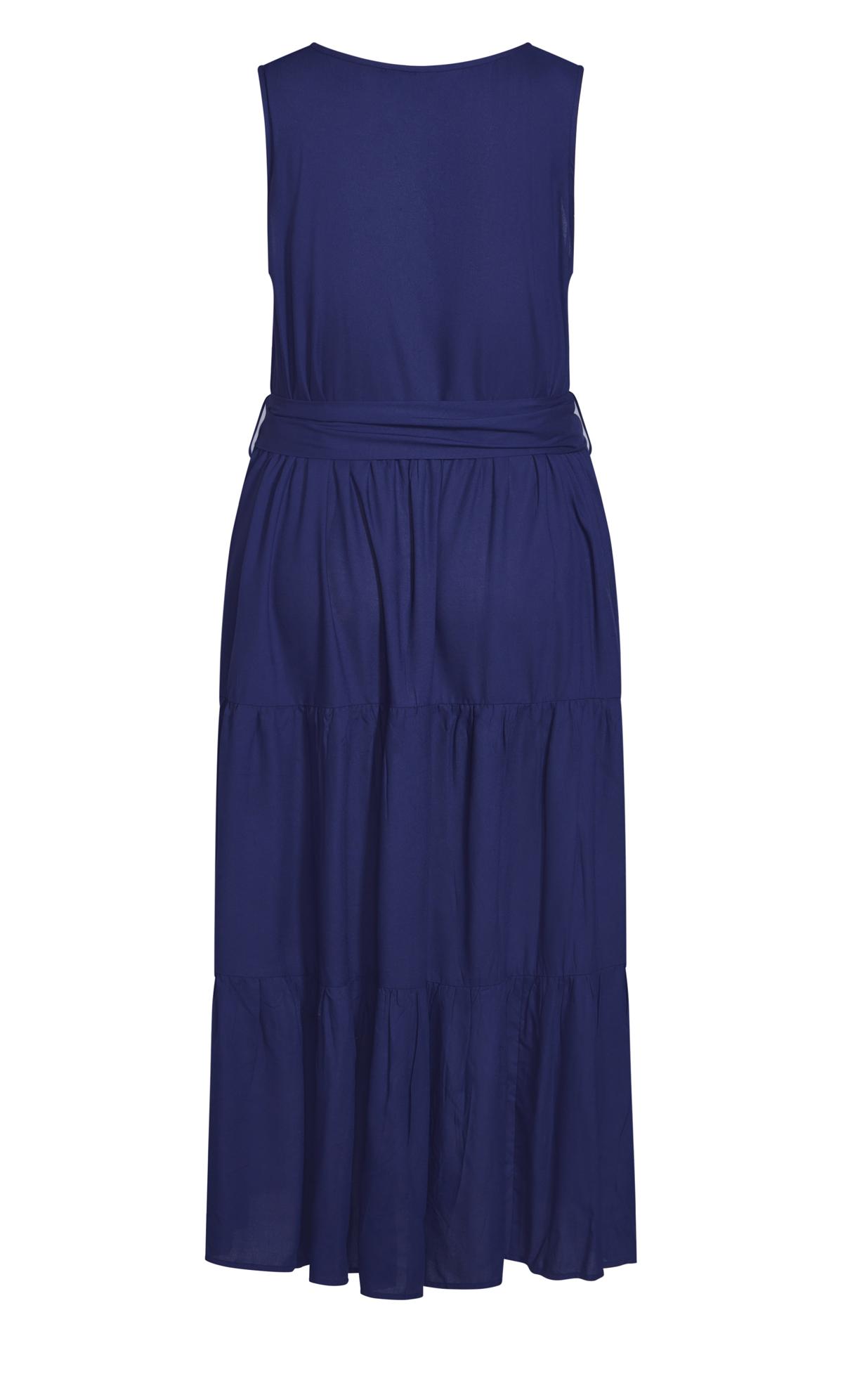 Evans Blue Tie Waist Smock Maxi Dress | Evans