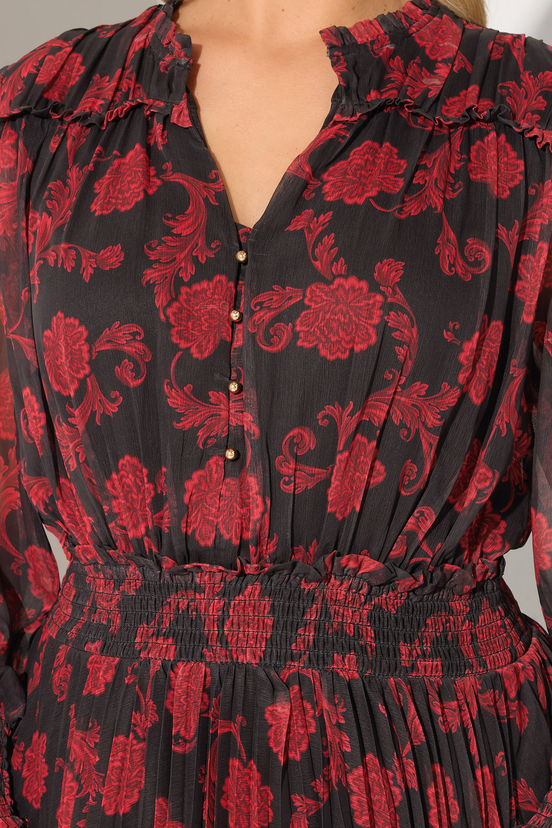 YOURS LONDON Plus Size Black Floral Pleated Shirt Dress | Yours Clothing 4