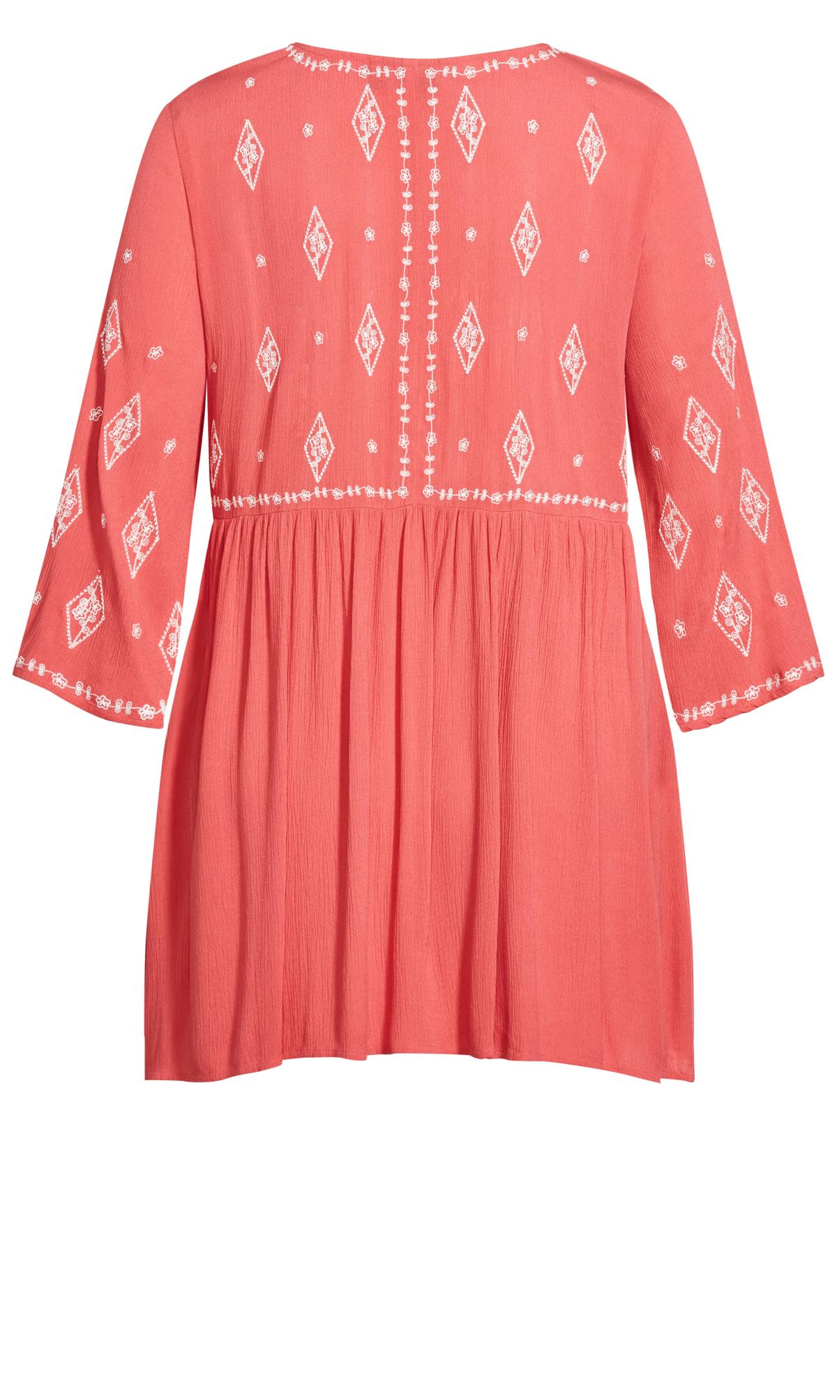 Evans Pink & White Floral Embroided Tunic Top | Evans