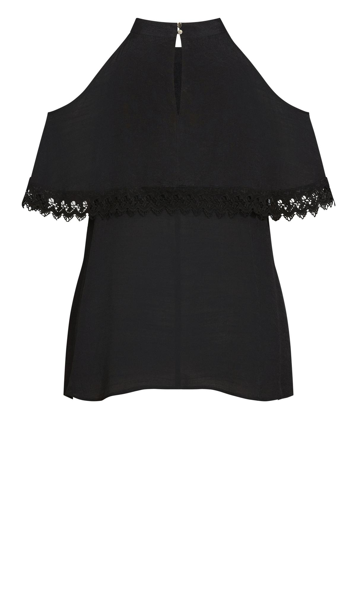 Evans Black Crochet Trim Oversized Frill Vest Top 6