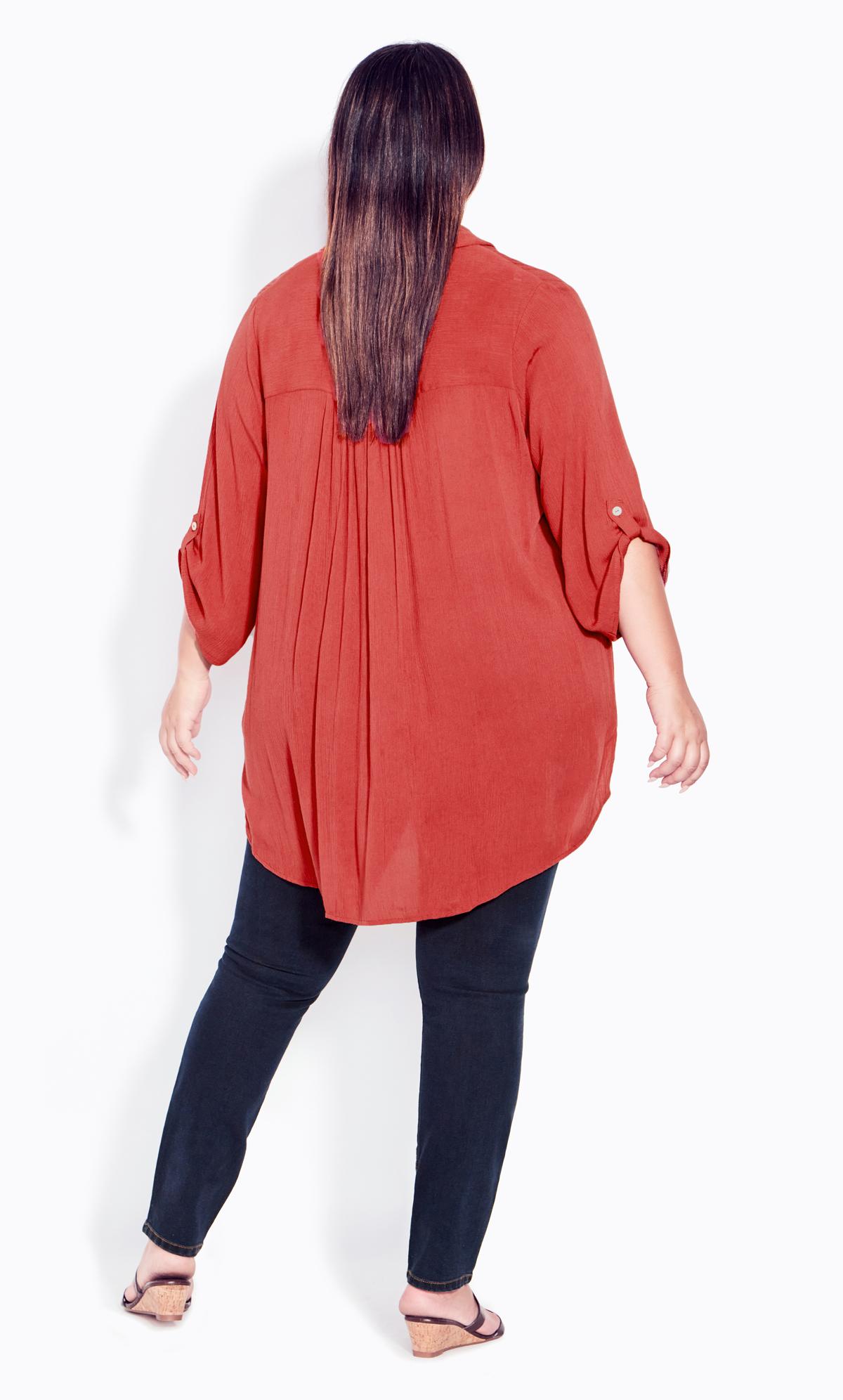 Evans Rust Orange Crinkle Oversized Shirt 4