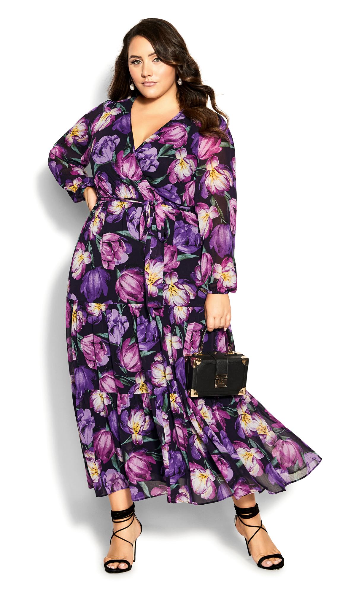 Isobel Petunia Purple Floral Maxi Dress 1