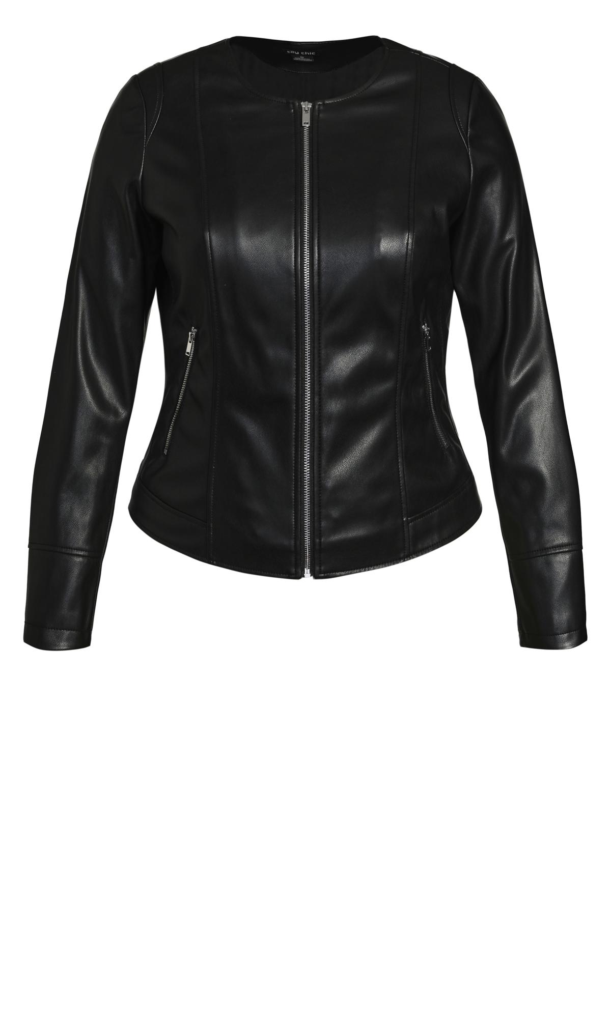 Evans Black Faux Leather Zip Front Biker Jacket 3