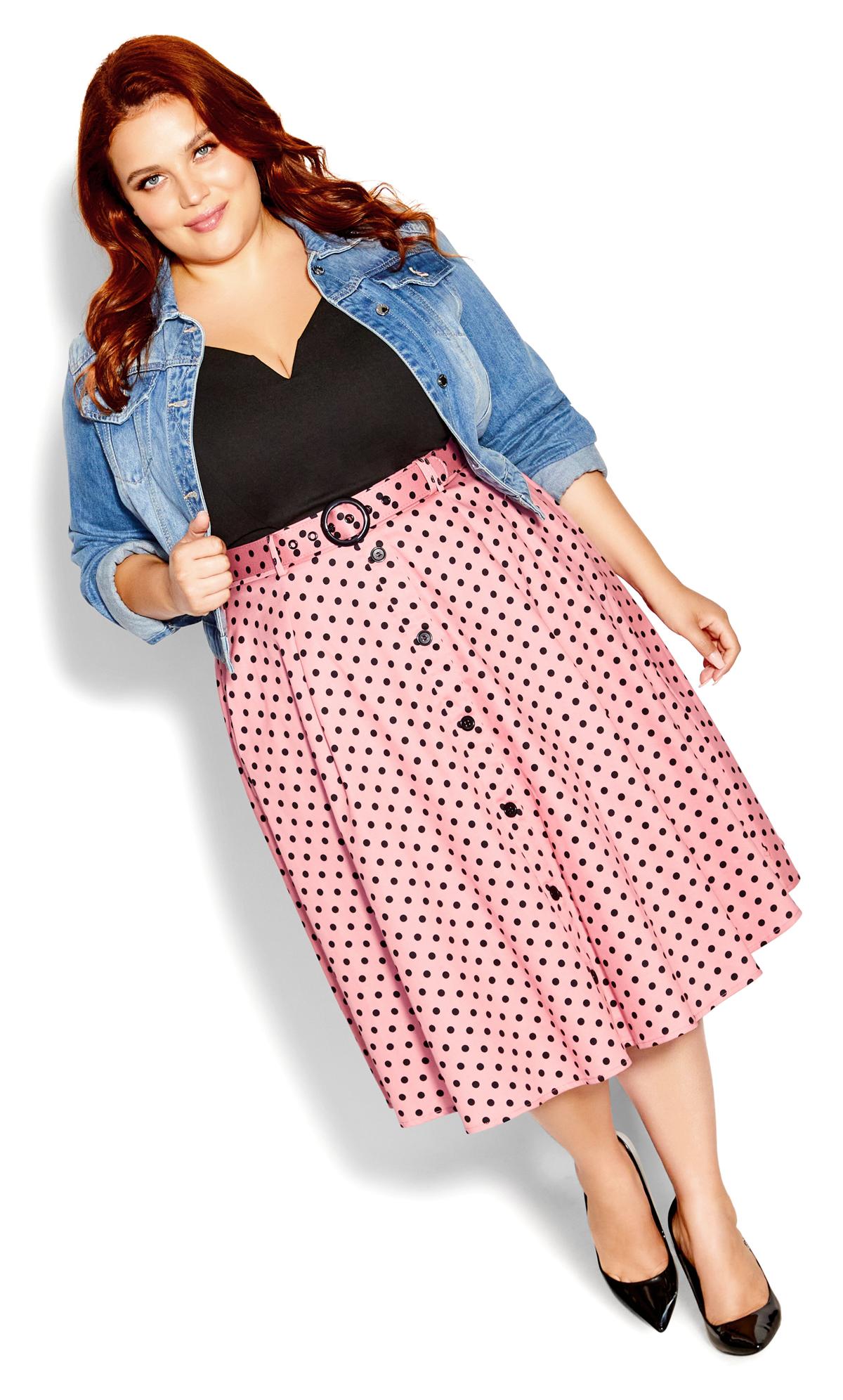 Annabella Pink Retro Spot Skirt 1