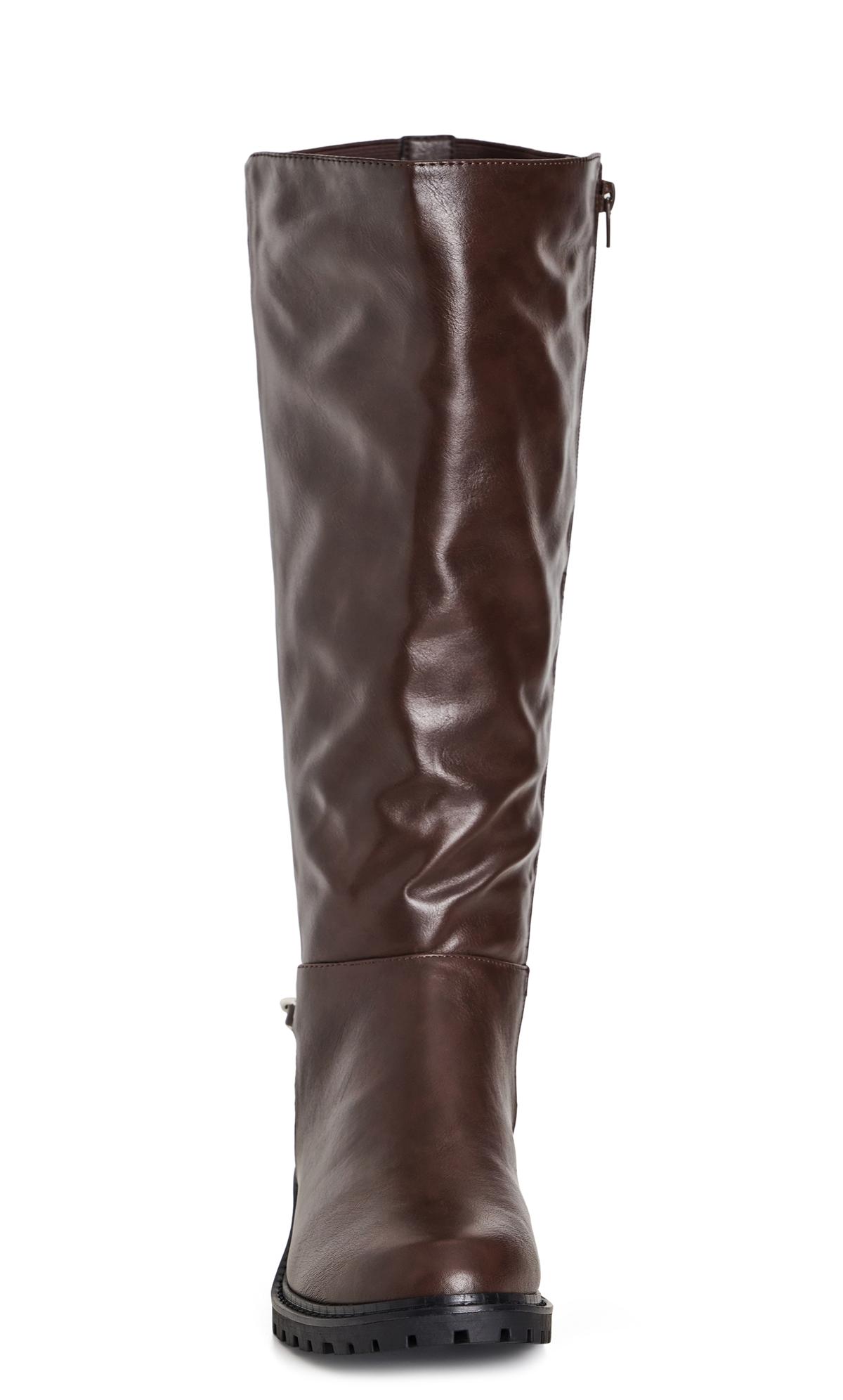 Evans Brown WIDE FIT Serene Knee Boot | Evans