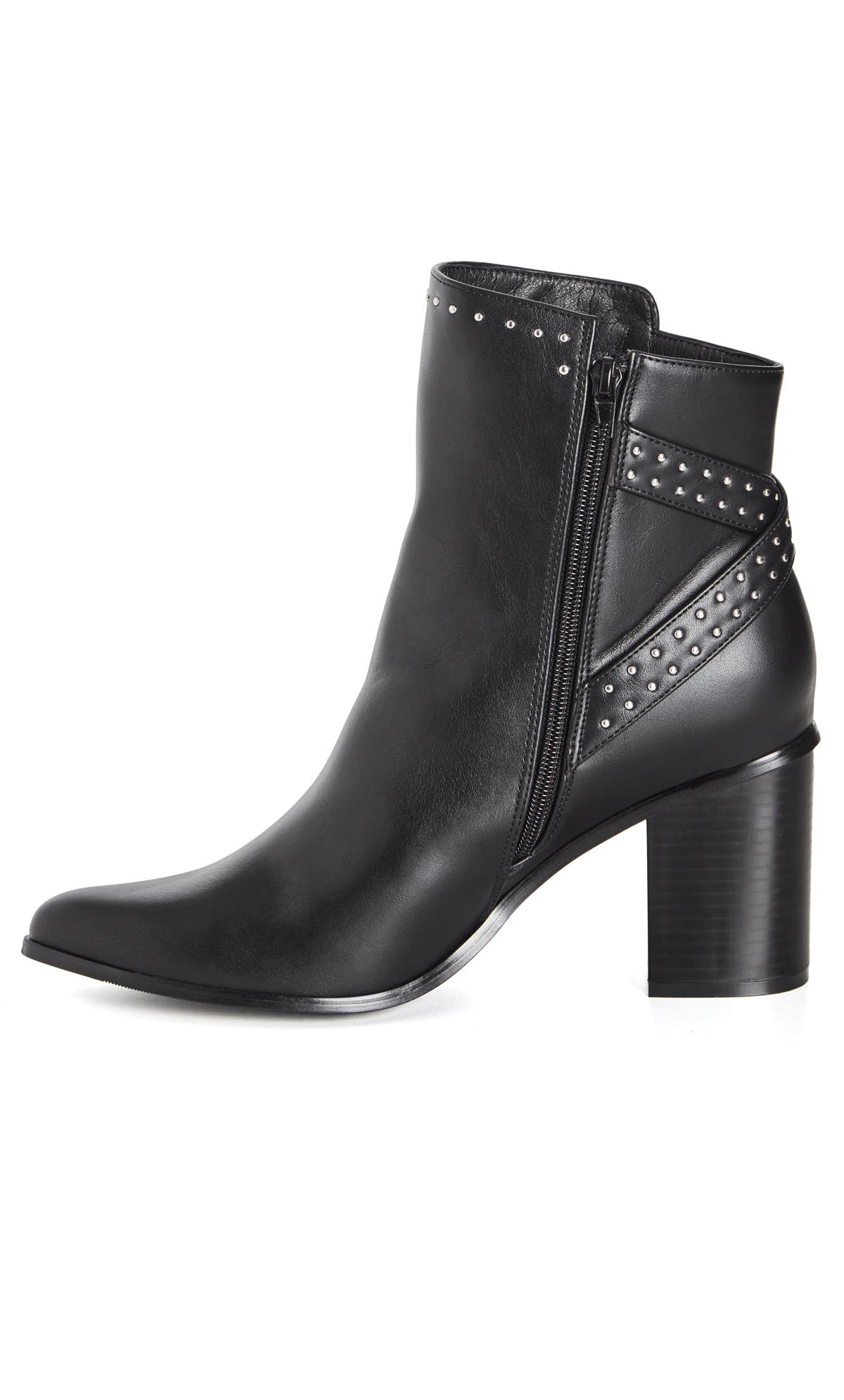 Evans Black WIDE FIT Orly Ankle Boot | Evans