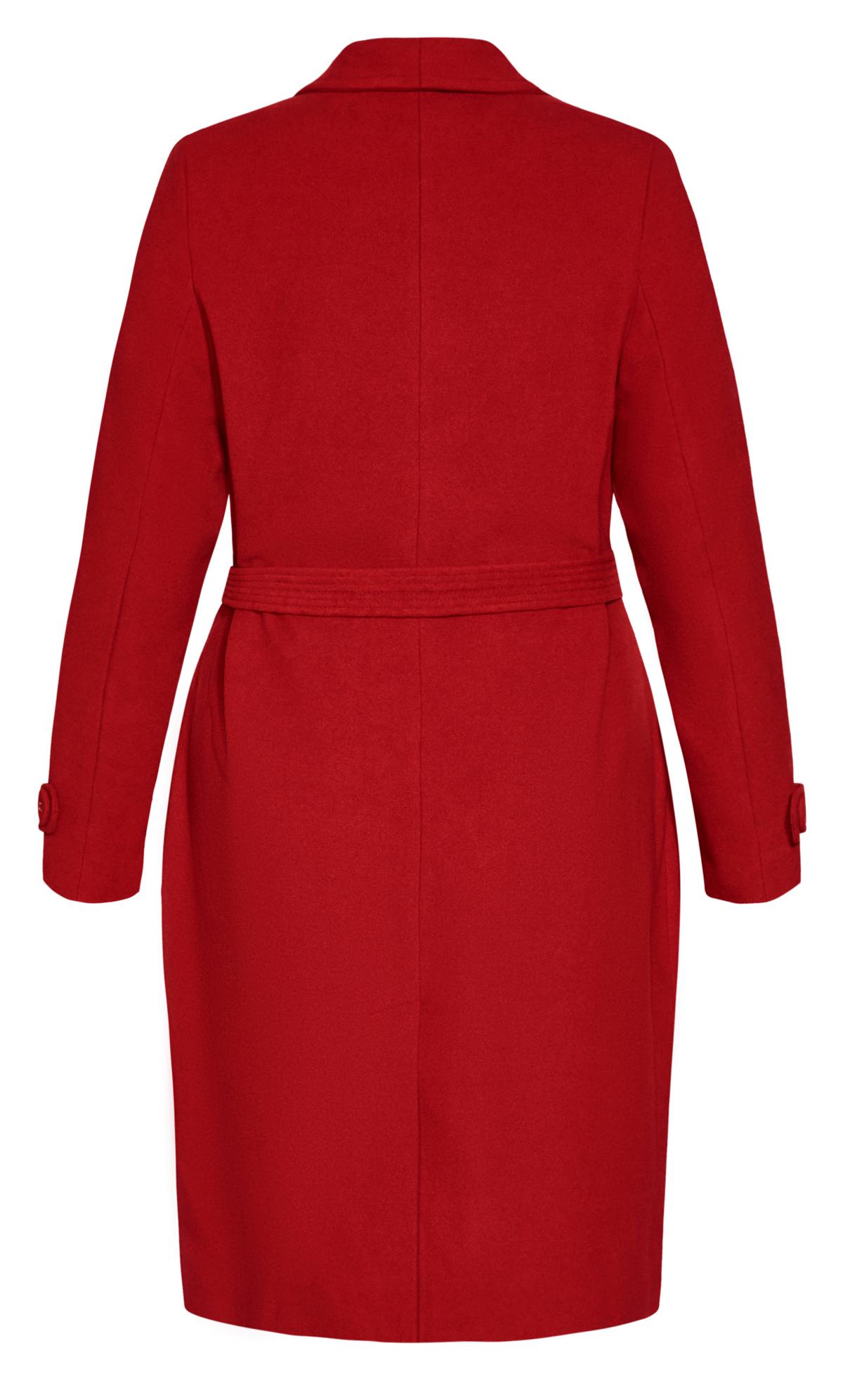 Evans Red Belted Coat | Evans