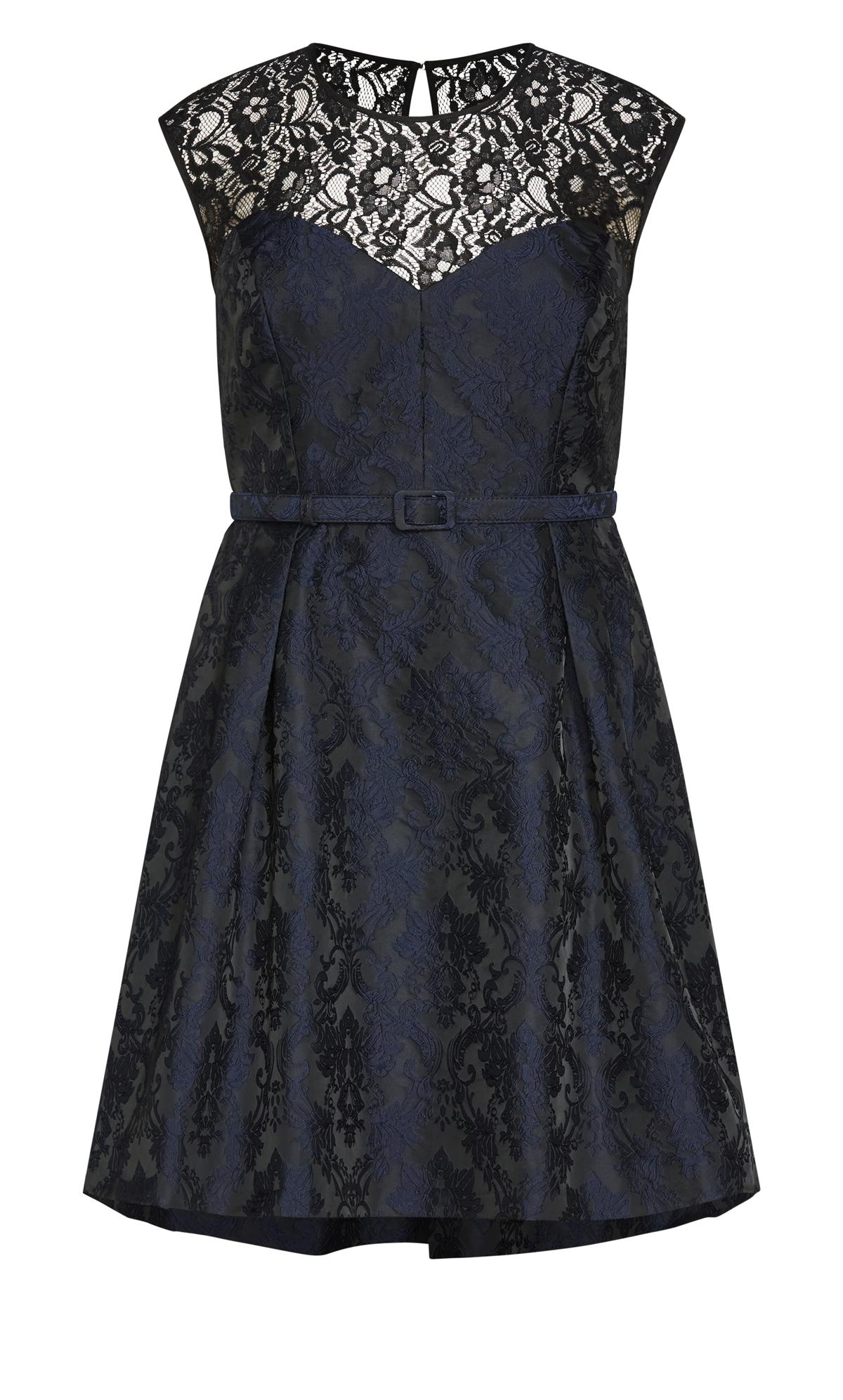 Evans Black Lace Detail Belted Mini Dress | Evans