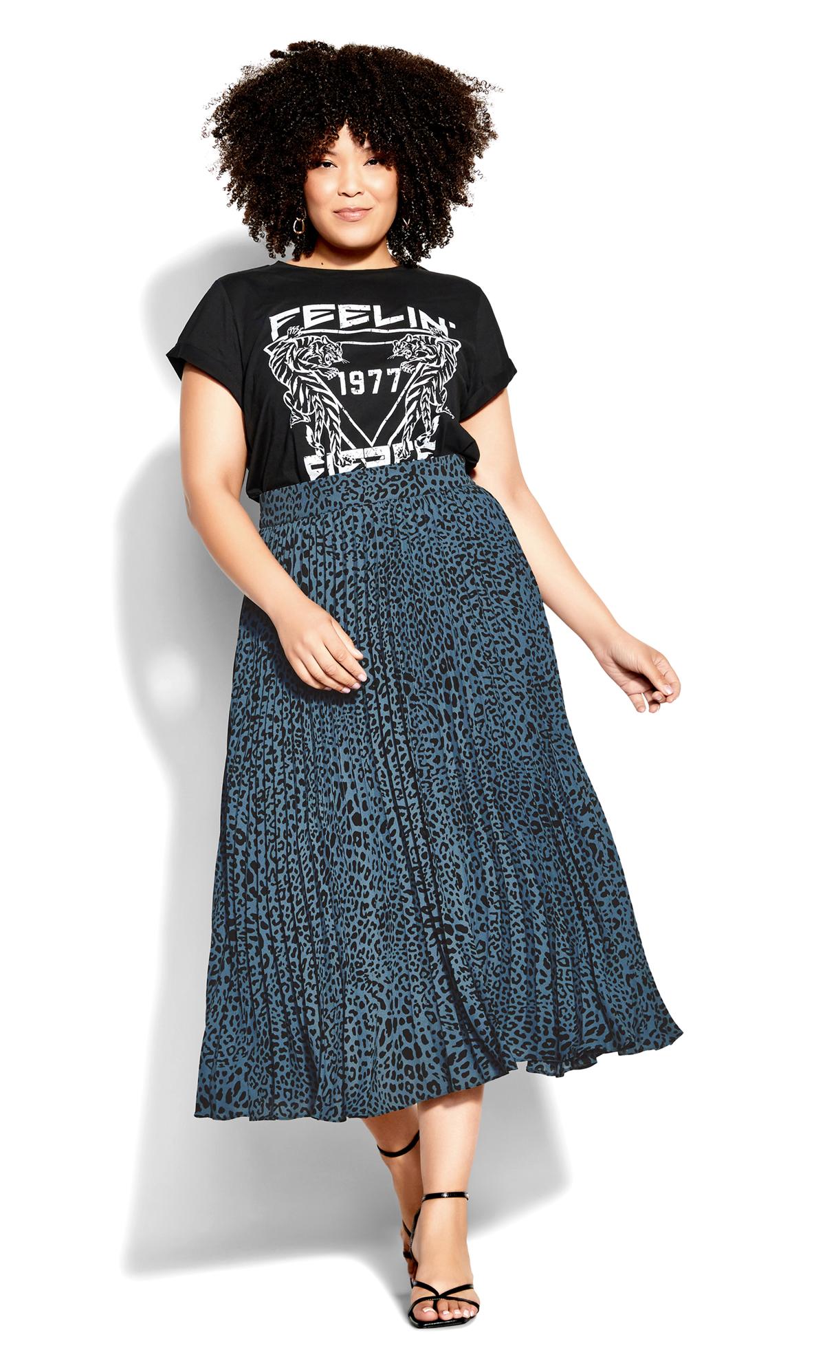 Ellie Leopard Printed Charcoal Pleated Midi Skirt 3