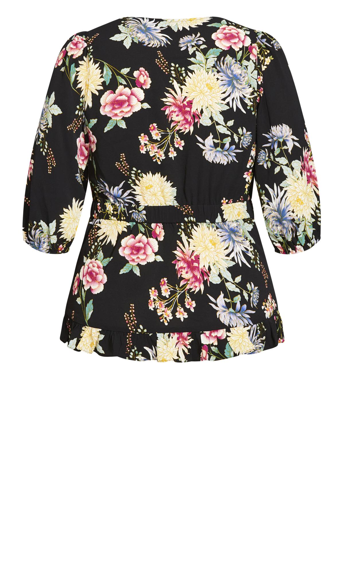 Black Floral Fit And Flare Top