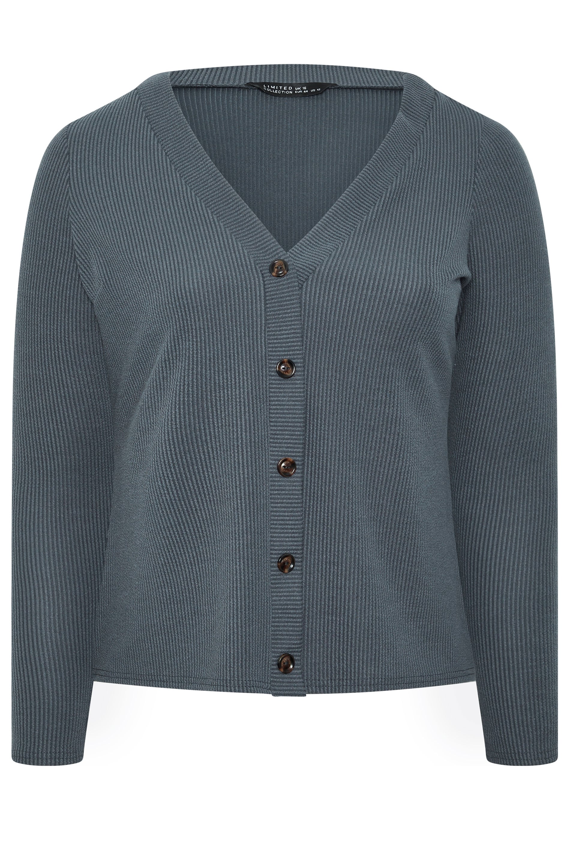 LIMITED COLLECTION Plus Size Grey Ribbed Button Cardigan | Yours Clothing 5