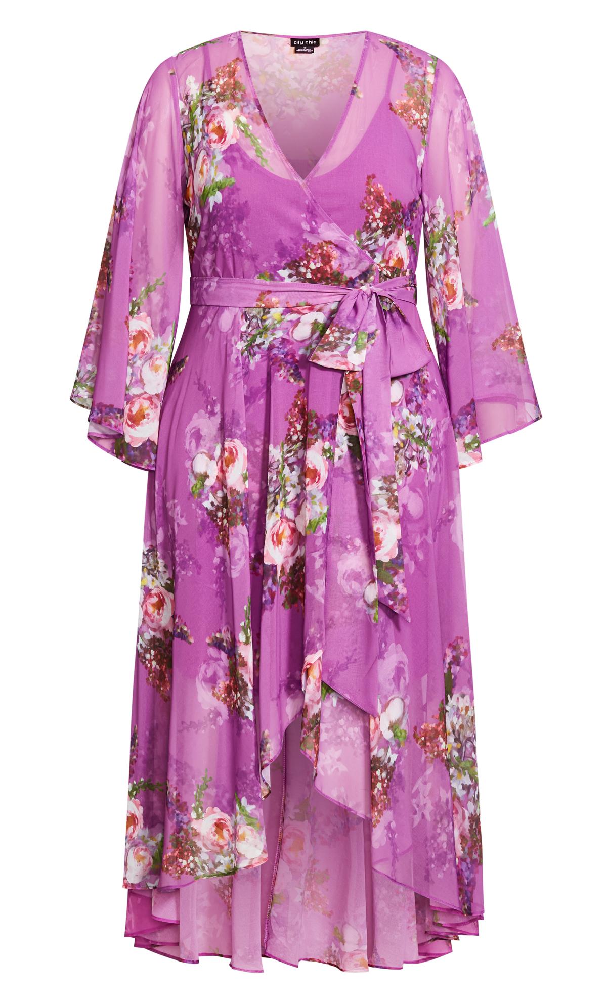 Buy City Chic Purple Painterly Floral Maxi Dress from Next Luxembourg
