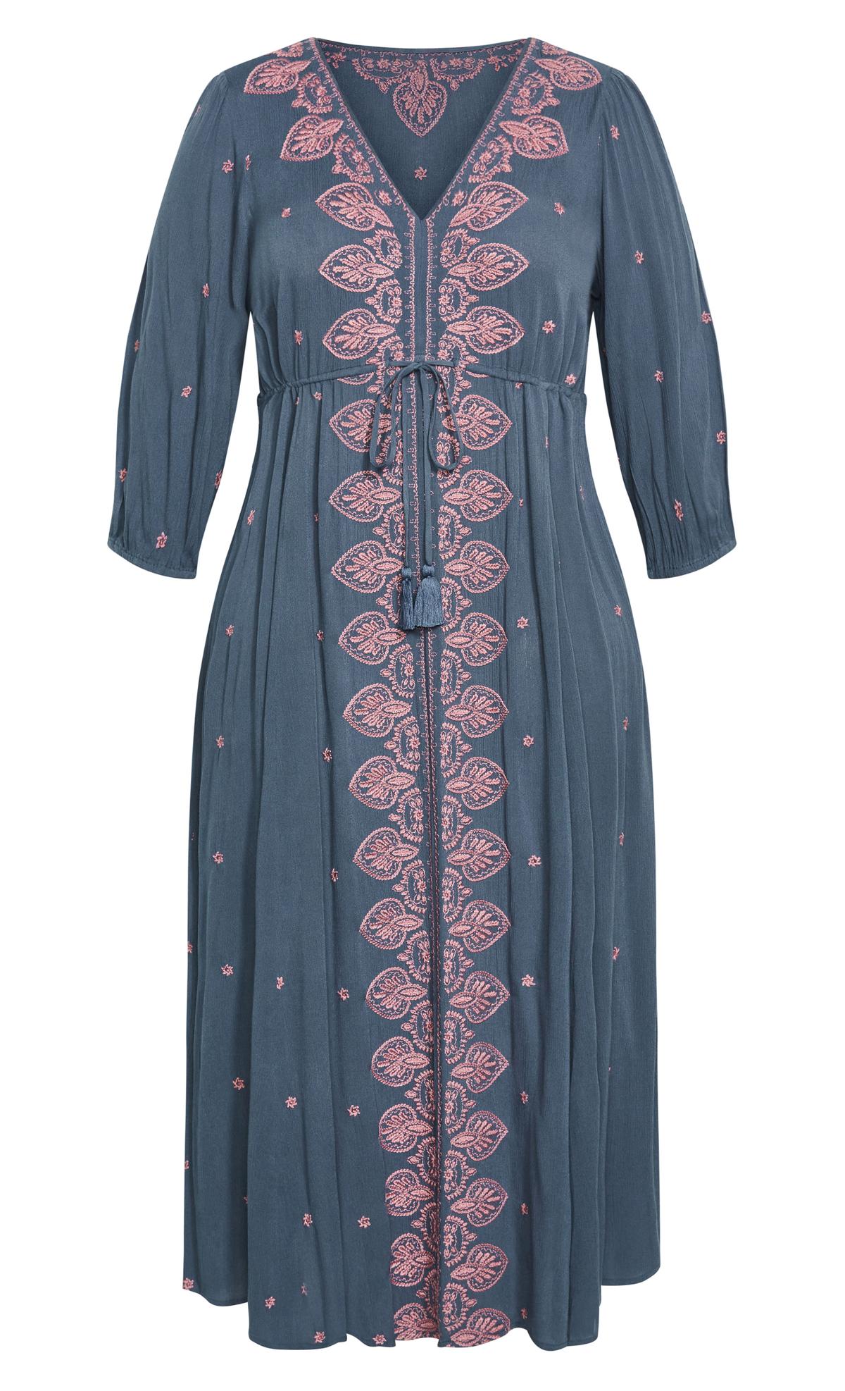 Isla Embroidery Steel Maxi Dress | Evans