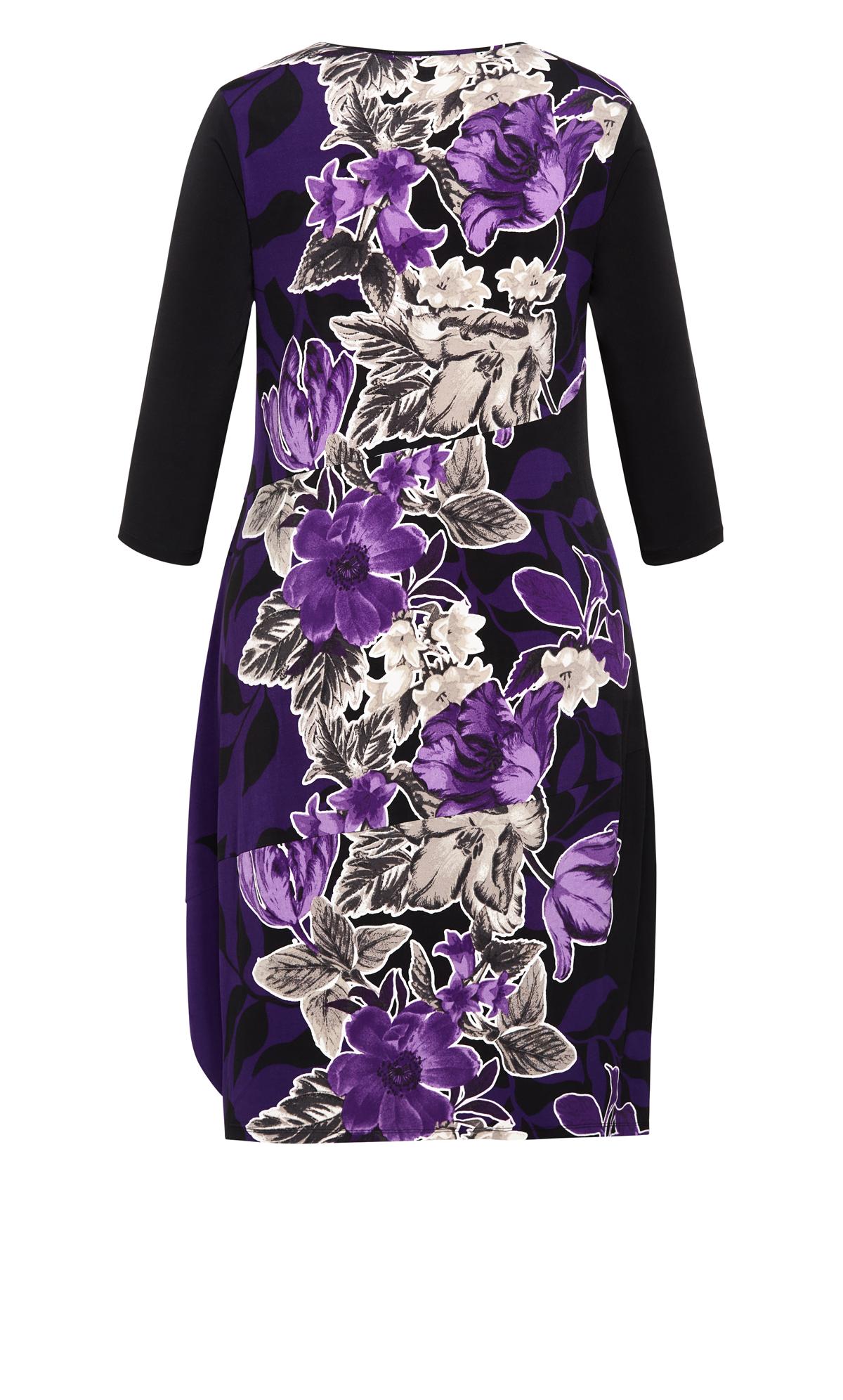 Evans Purple Floral Print Sleeved Mini Dress 2