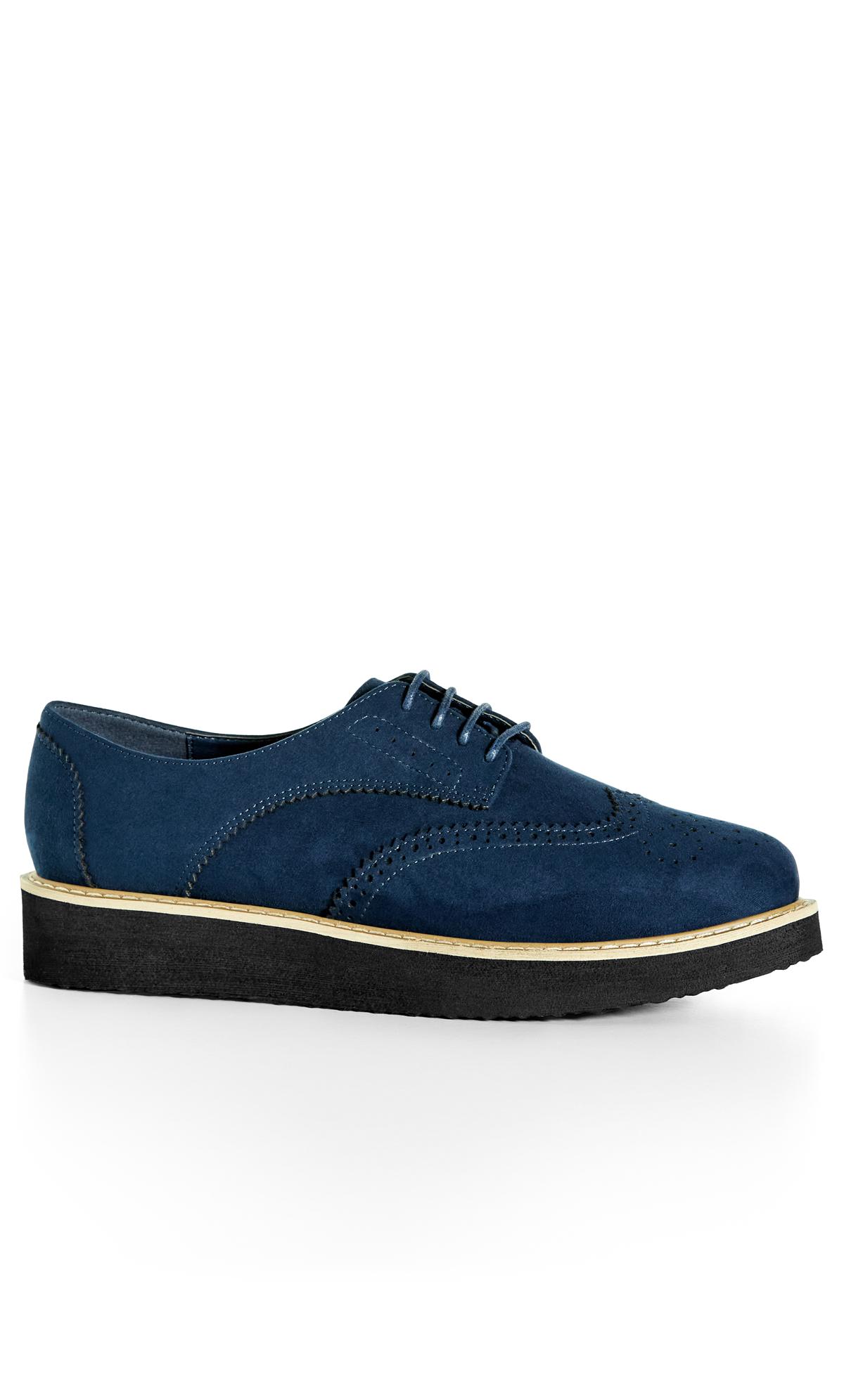 Greer Navy Brogue Wide Fit Shoes 1