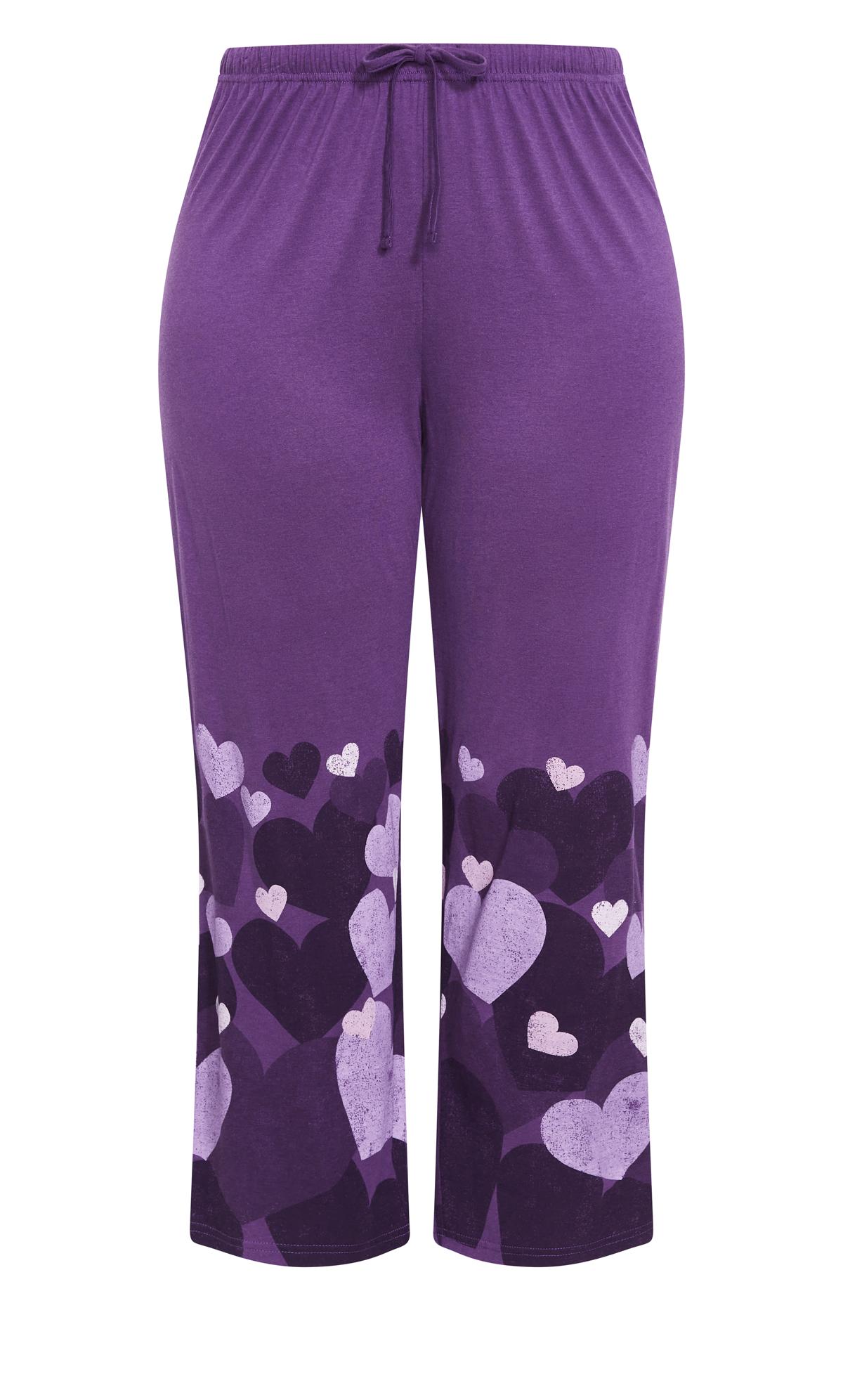 Avenue Purple Heart Border Print Pyjama Bottoms 3