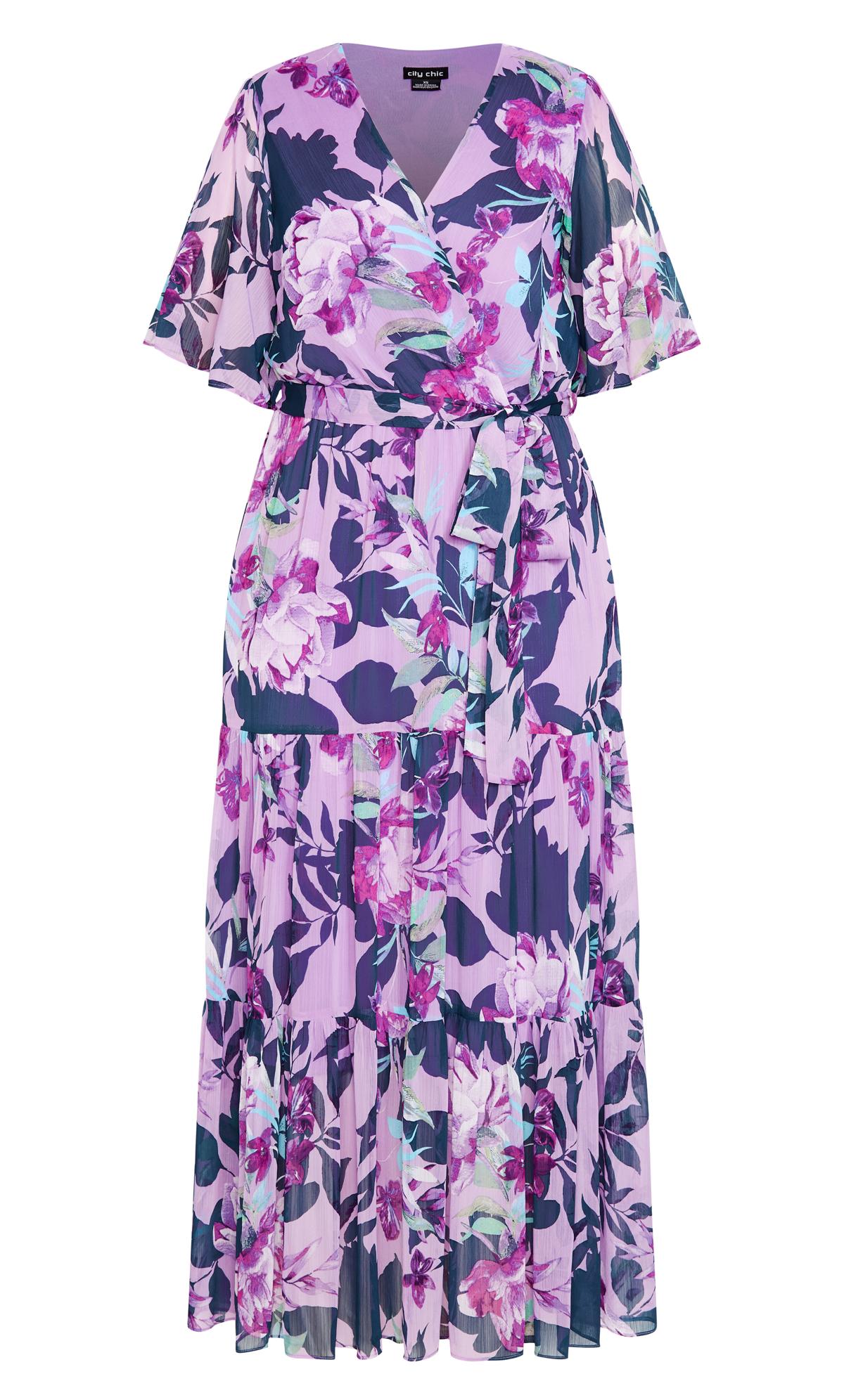 Stephanie Lilac Print Maxi Dress | Evans