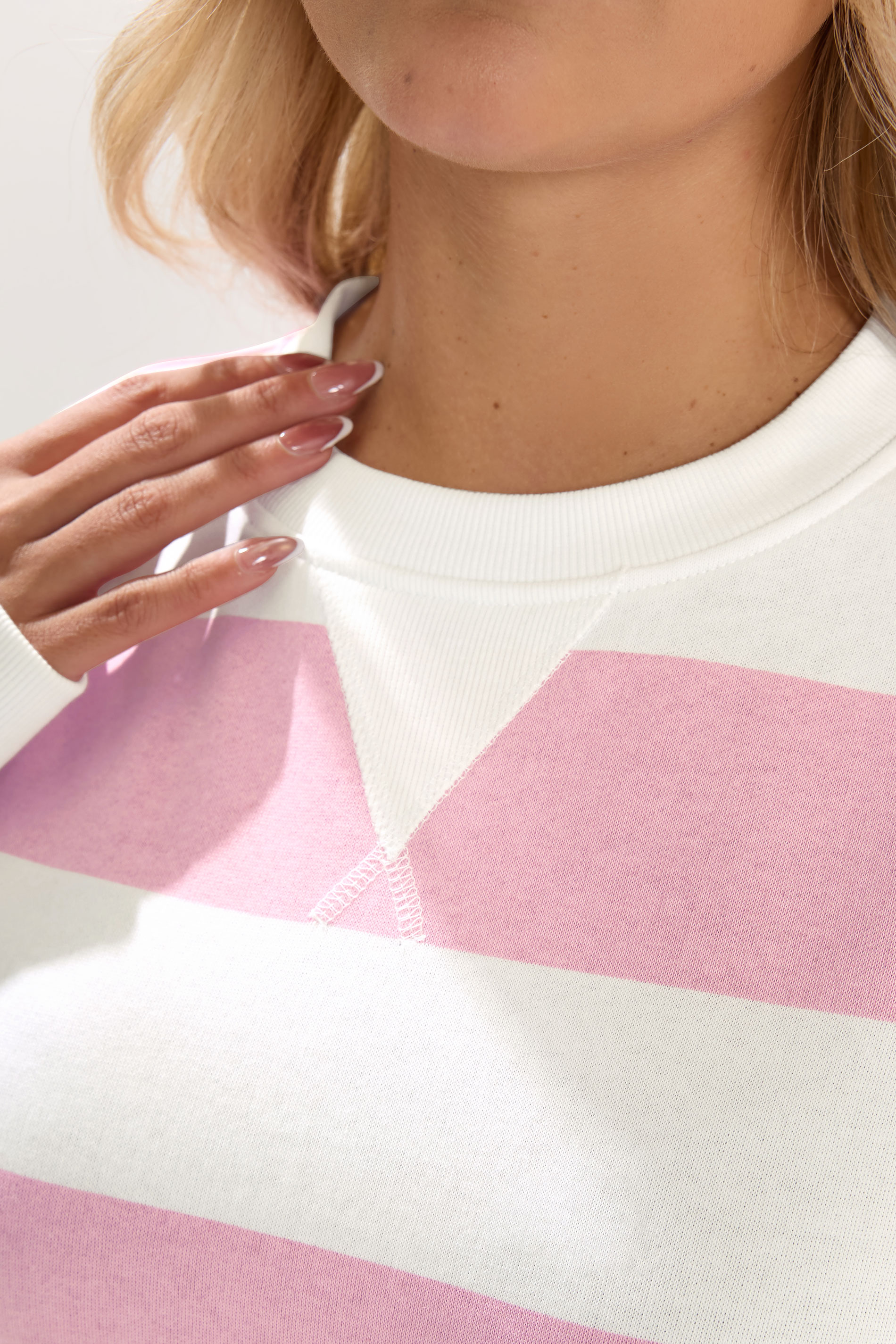 YOURS Plus Size Pink & White Stripe Sweatshirt | Yours Clothing 4