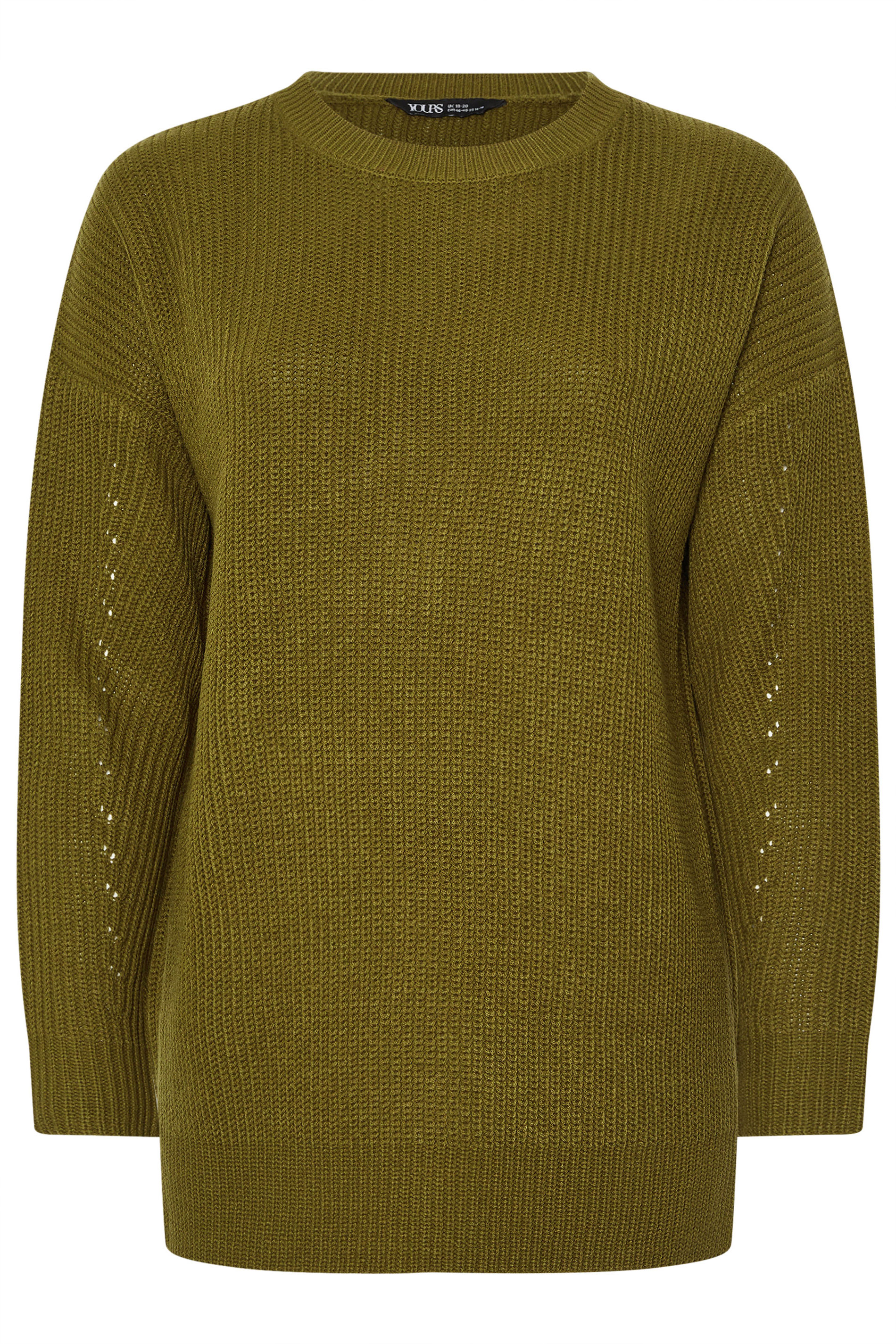 YOURS Plus Size Olive Green Drop Shoulder Jumper | Yours Clothing 7