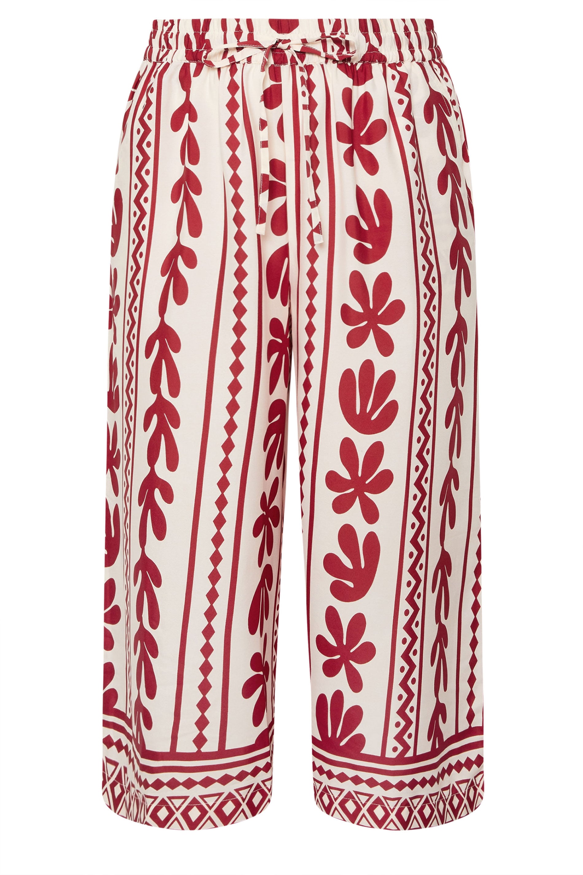 YOURS Plus Size Red Aztec Leaf Midaxi Culottes | Yours Clothing 5