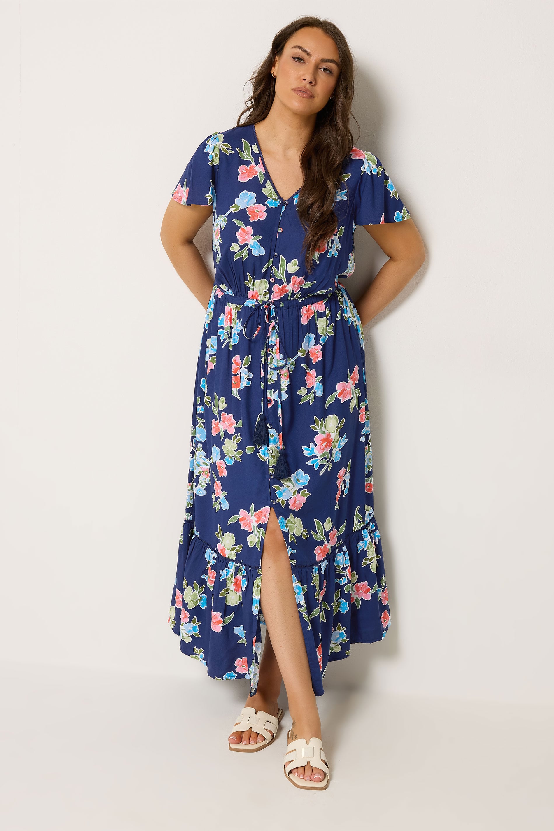 YOURS Plus Size Blue Floral Sleeve Dress | Yours Clothing 3