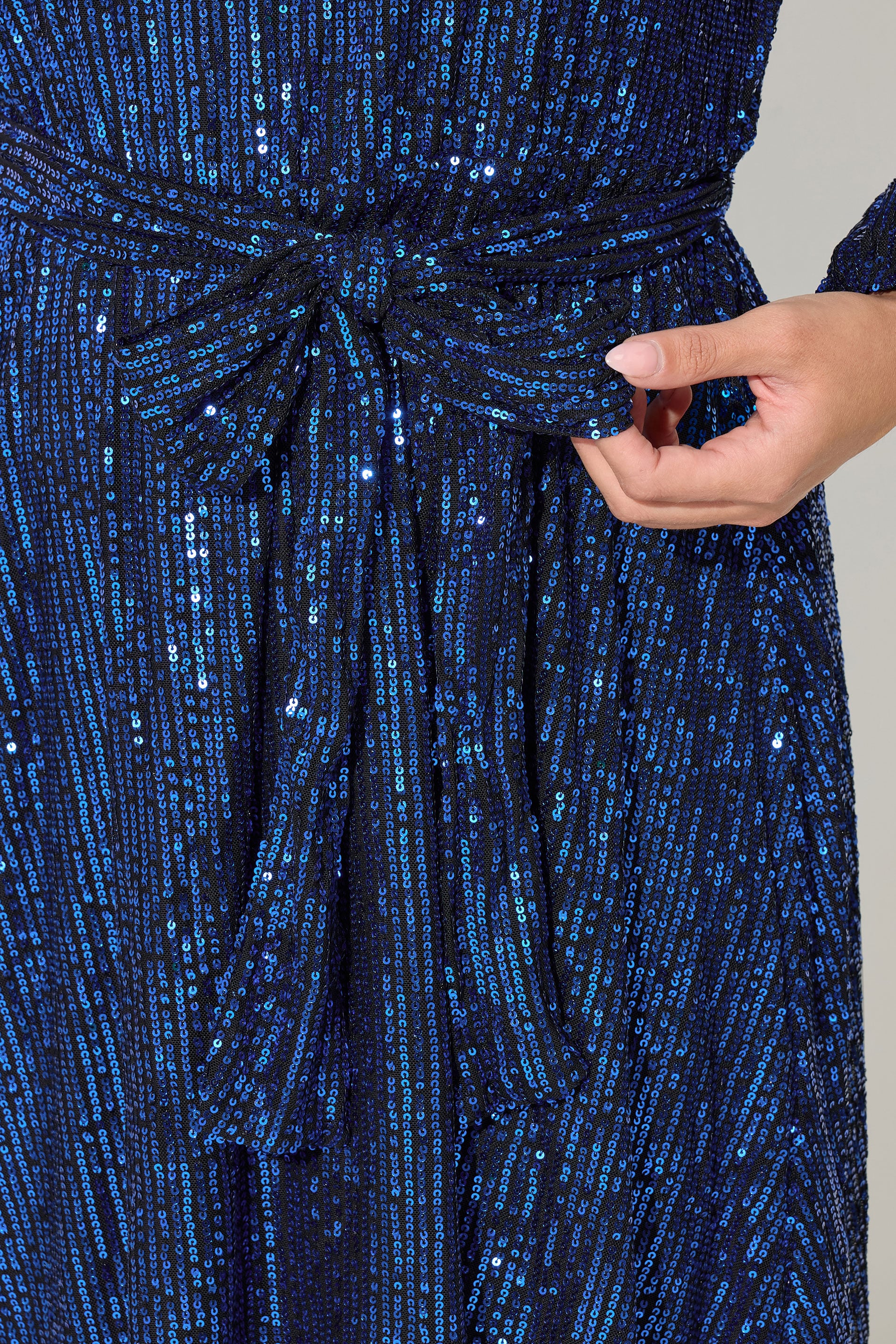 YOURS LONDON Plus Size Blue Sequin Skater Midi Dress | Yours Clothing 4
