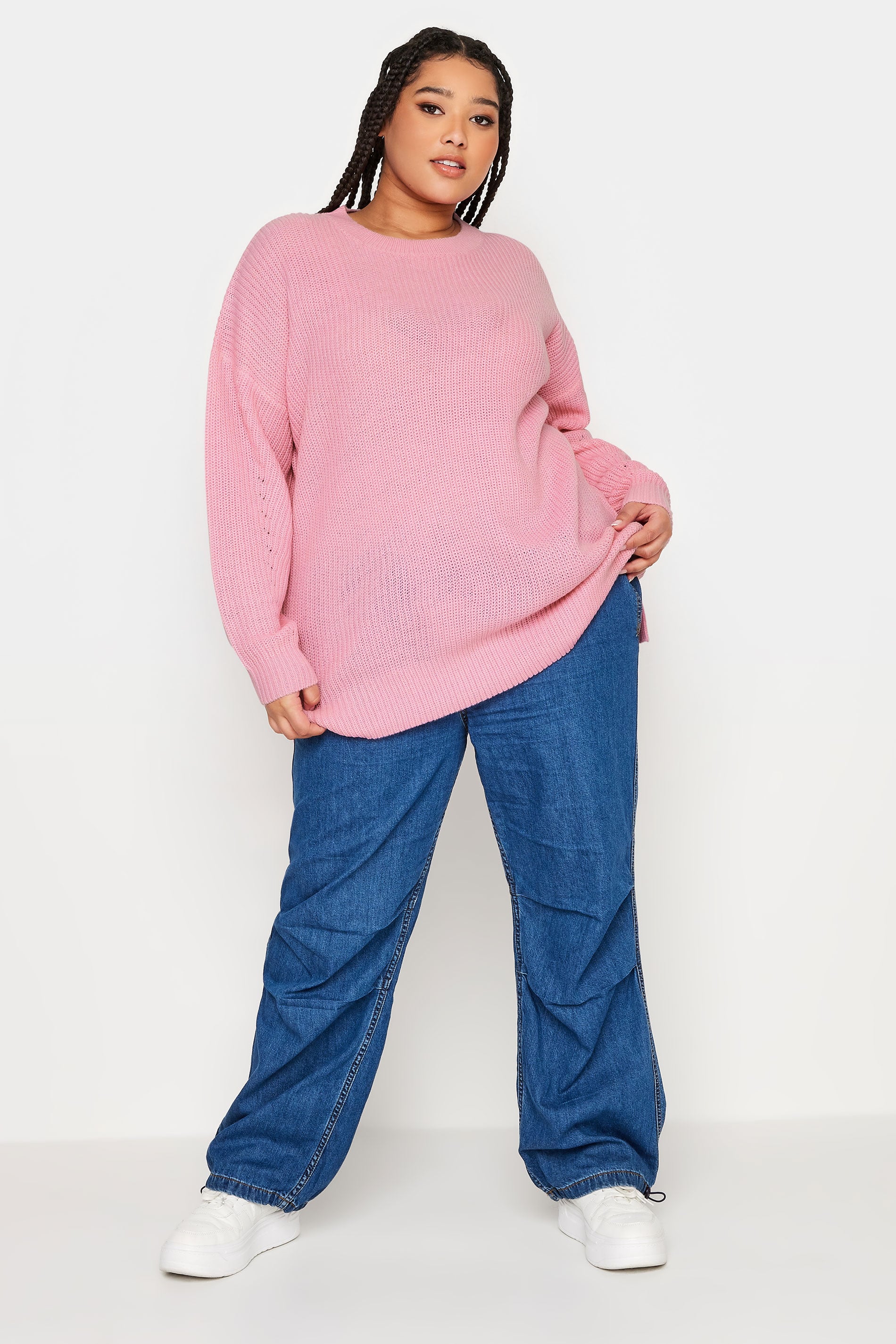 YOURS Curve Plus Size Pink Drop Shoulder Jumper | Yours Clothing  1