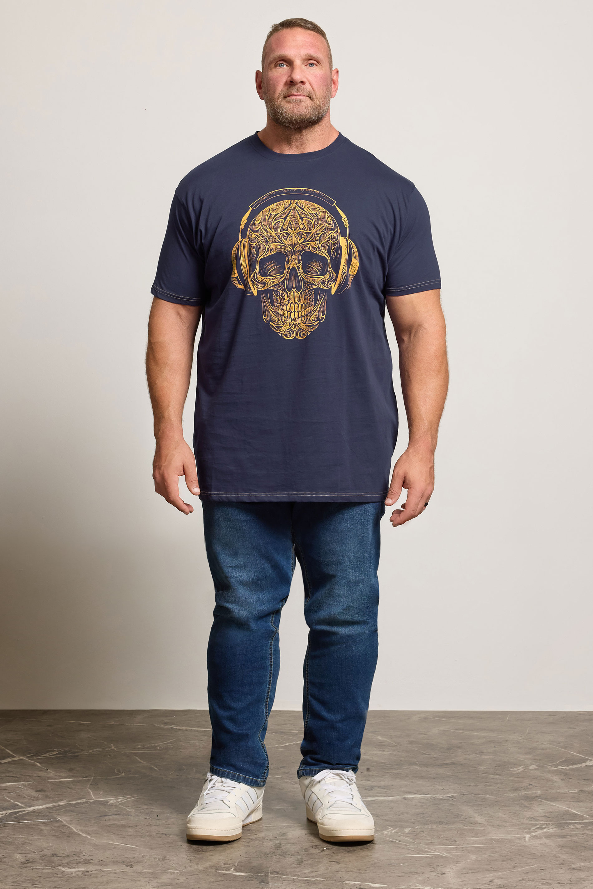 KAM Big & Tall Navy Blue Skull Print T-Shirt | BadRhino 1